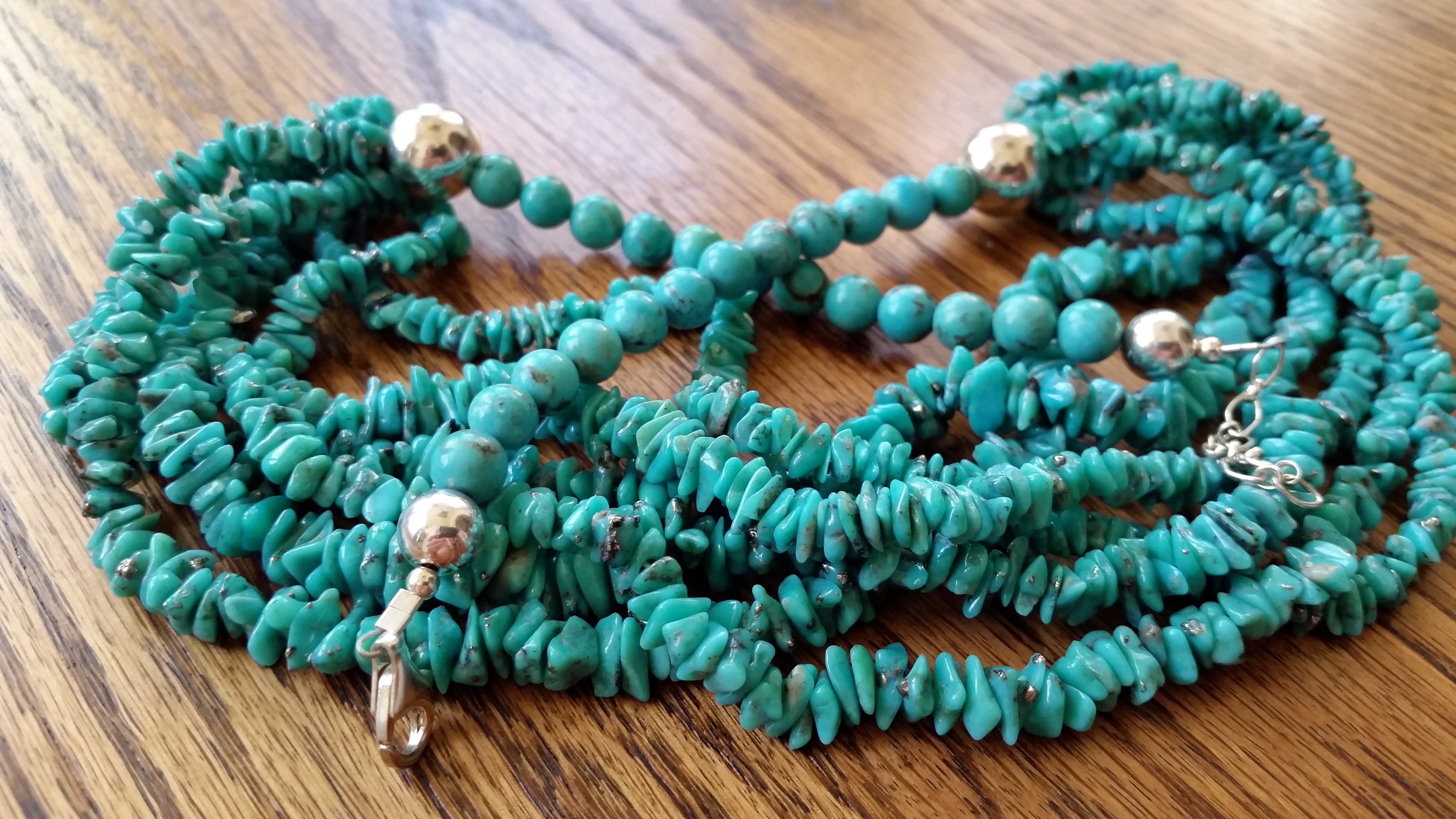 Navajo Campitos Turquoise Sterling Silver 6 Strand Neck