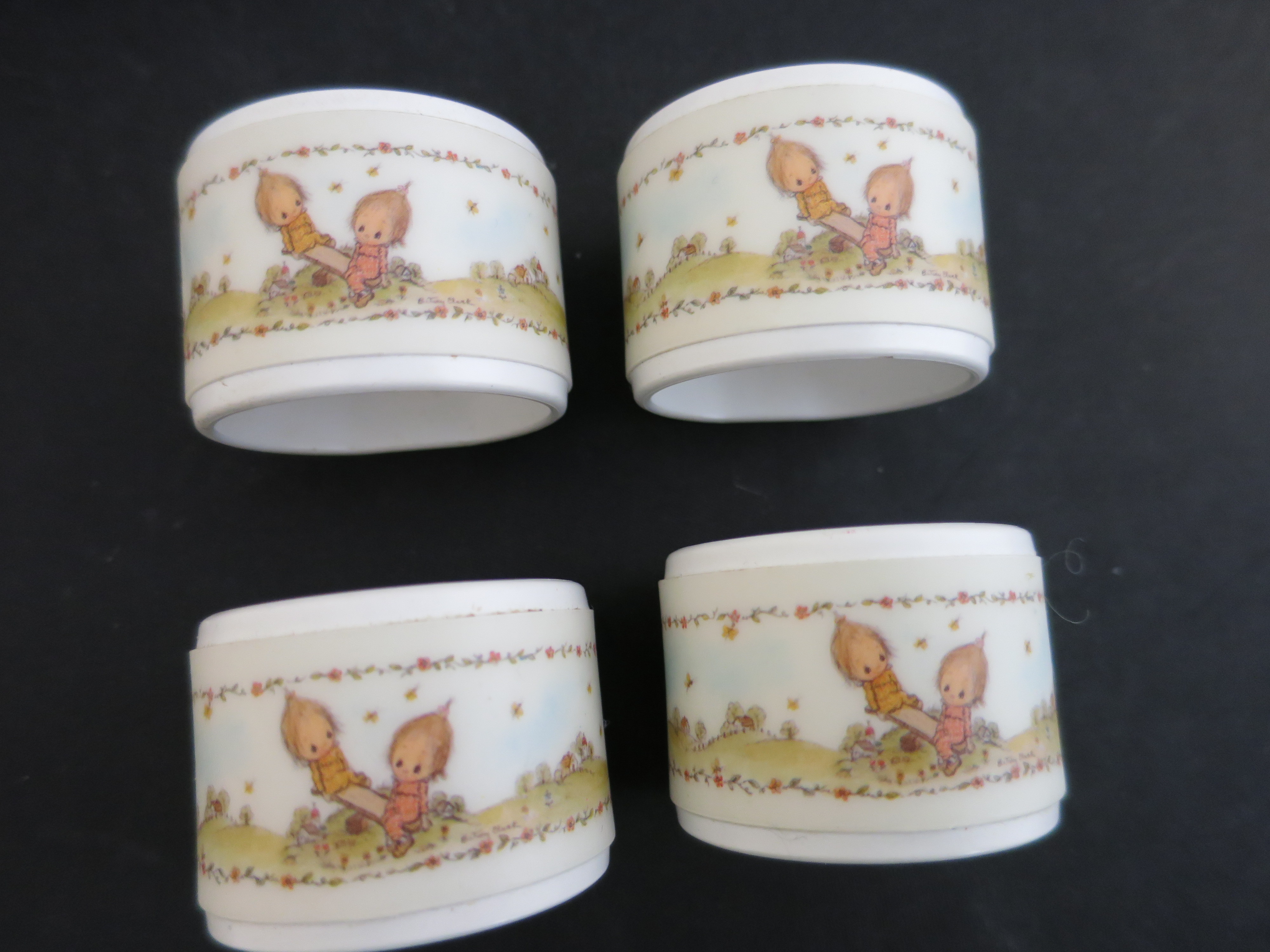 Betsy Clark Melamine Kewpie Kids Napkin Rings 1970s