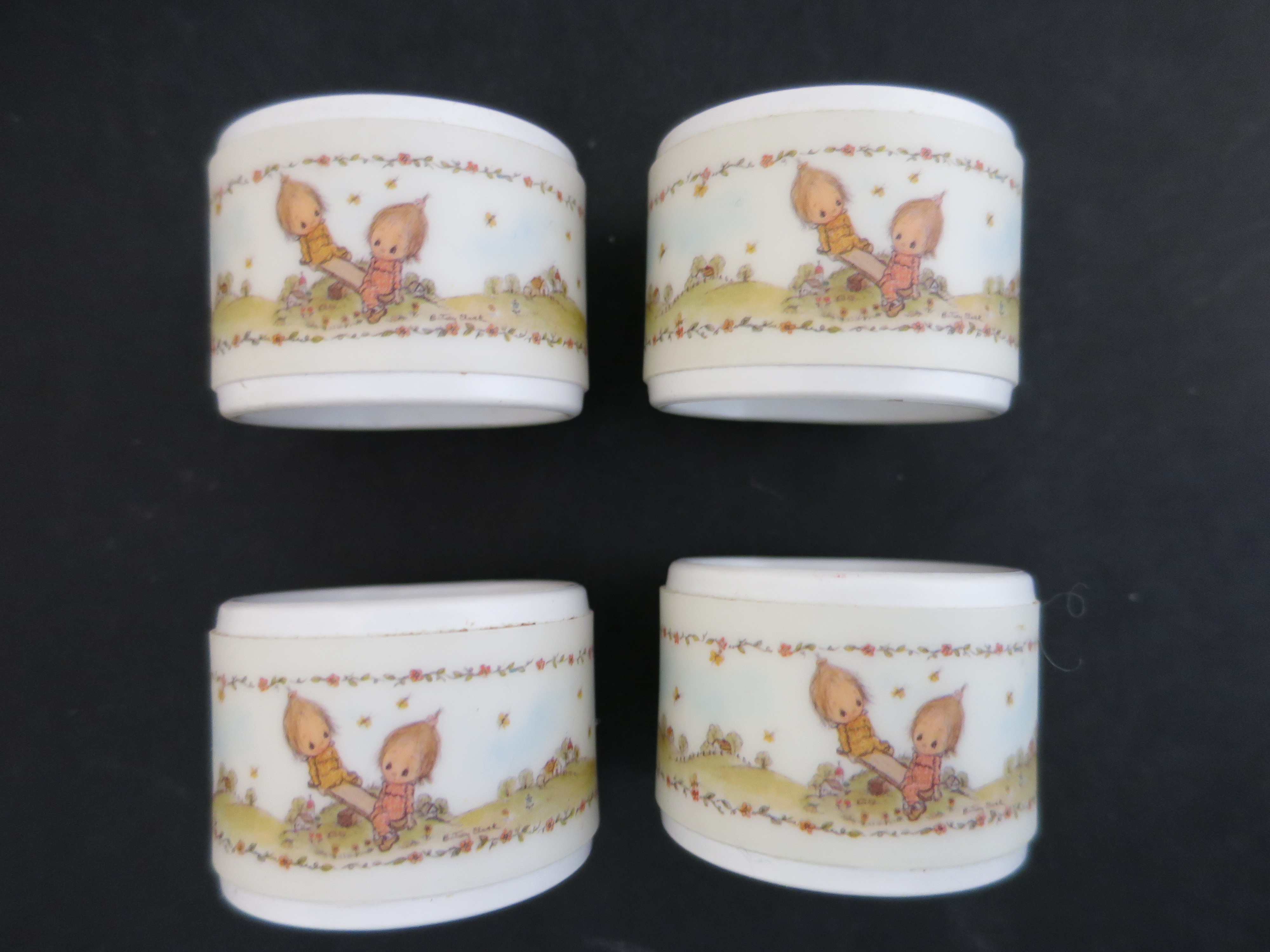 Betsy Clark Melamine Kewpie Kids Napkin Rings 1970s