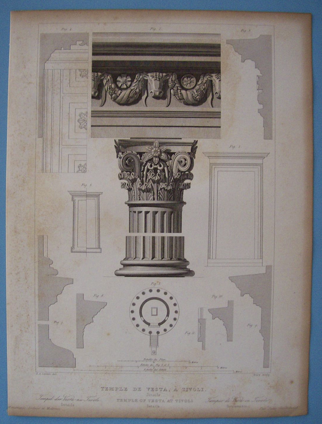 Temple De Vesta, A Tivoli  (1852 Lithograph)
