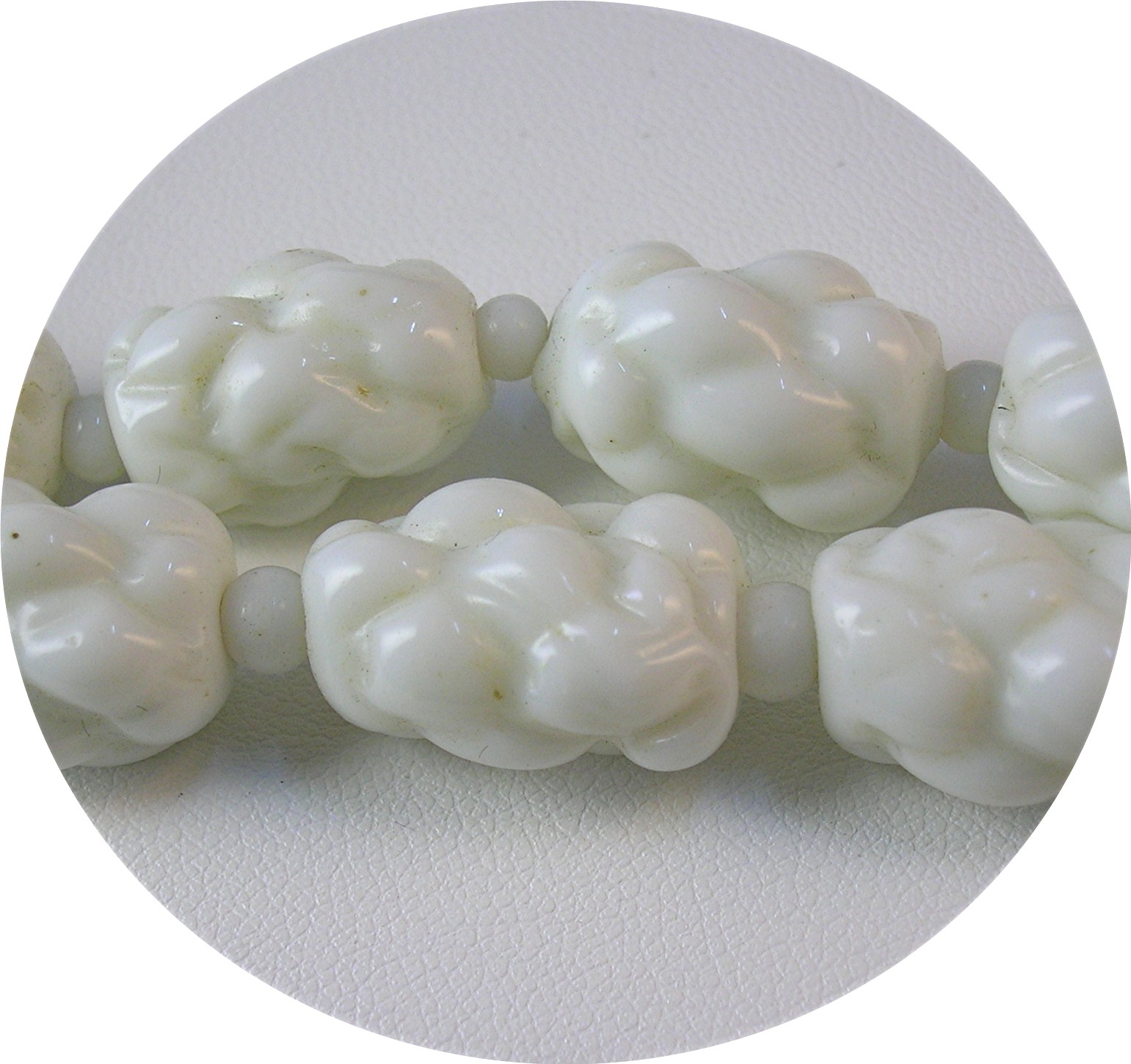 Vintage White Milk Glass 2 Strand Bead Necklace