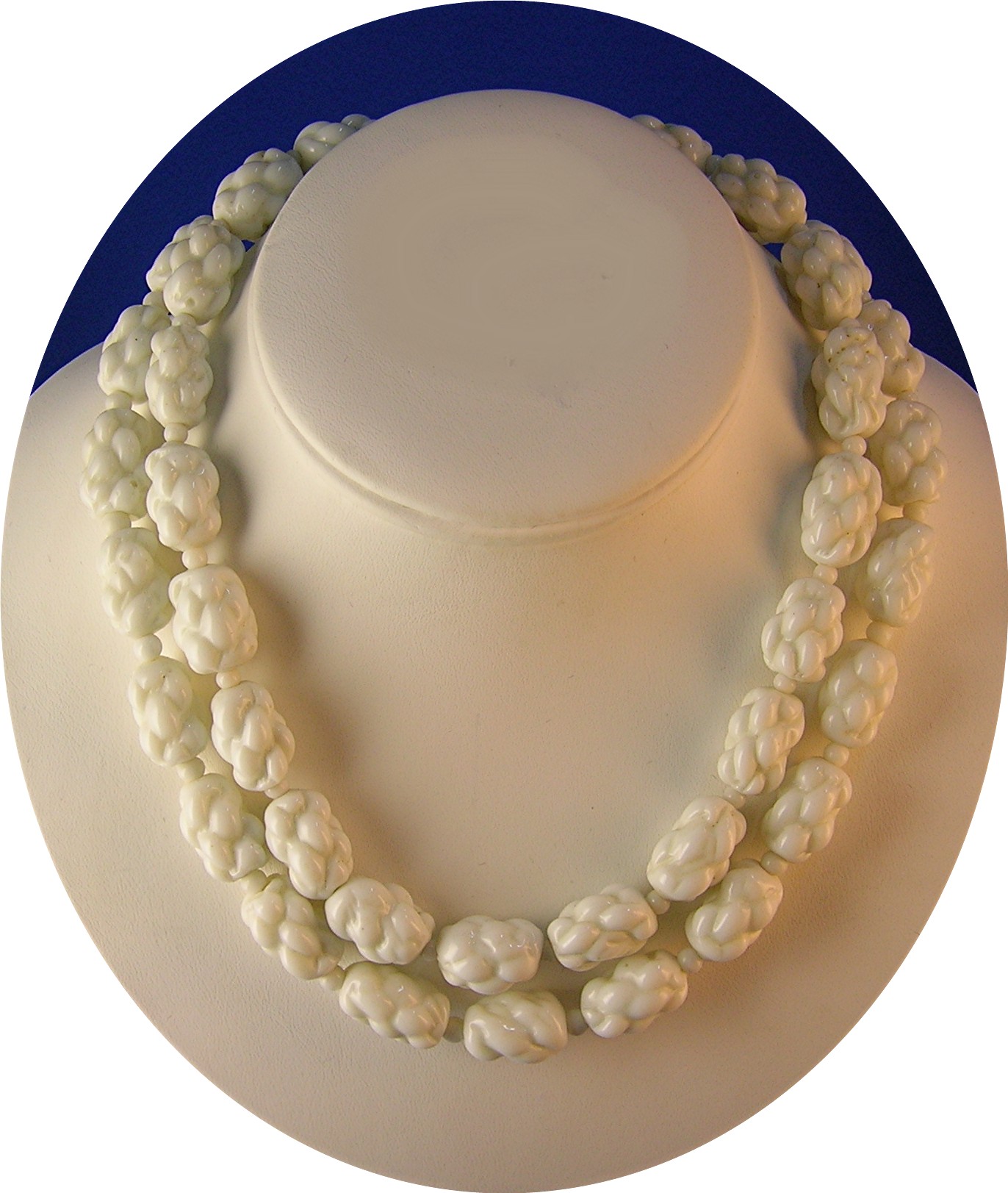 Vintage White Milk Glass 2 Strand Bead Necklace