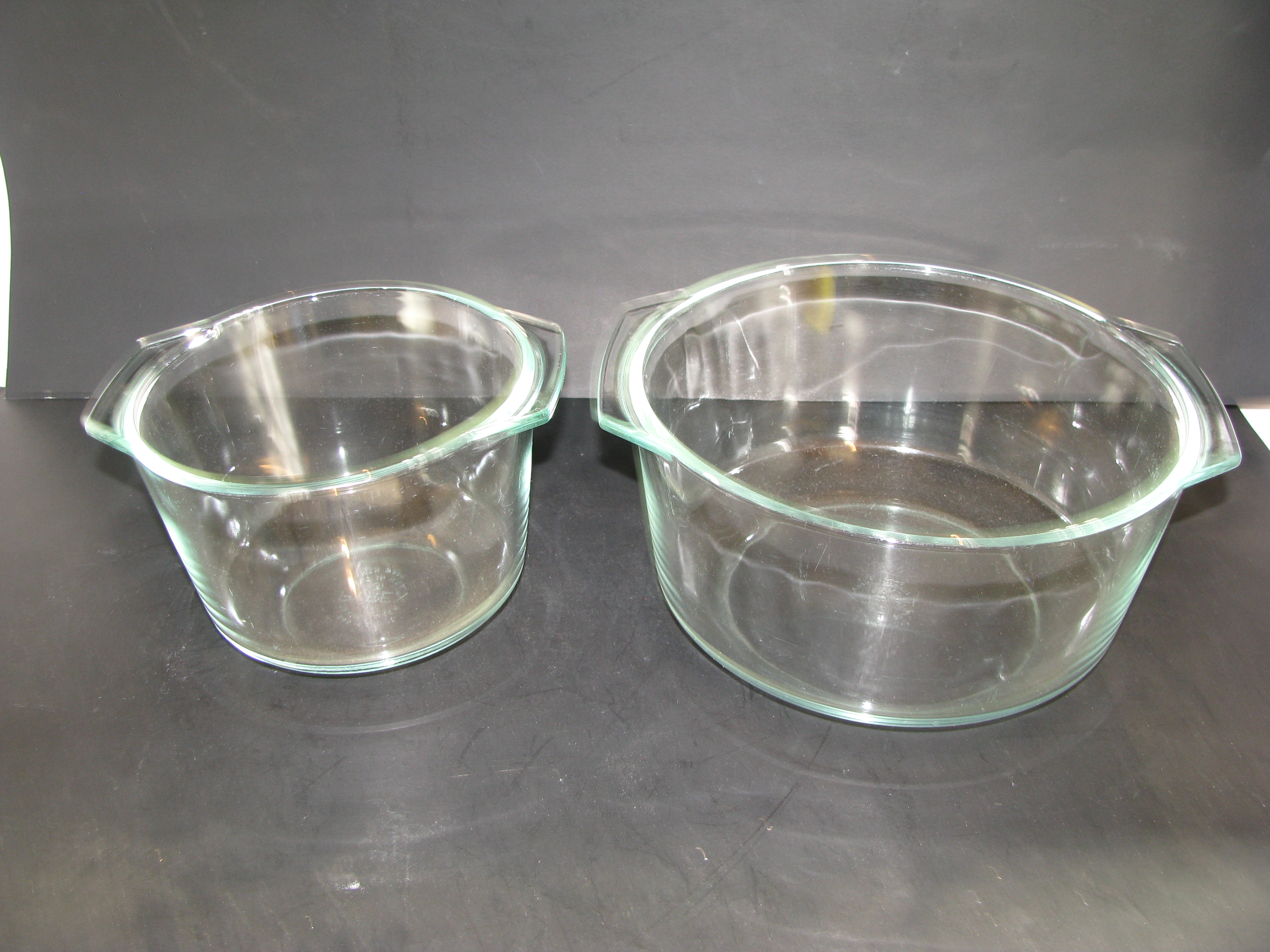 Vintage Pyrex 2 Clear Glass Bowls