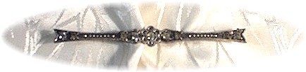 Sterling Silver & Rhinestone Bar Pin USA