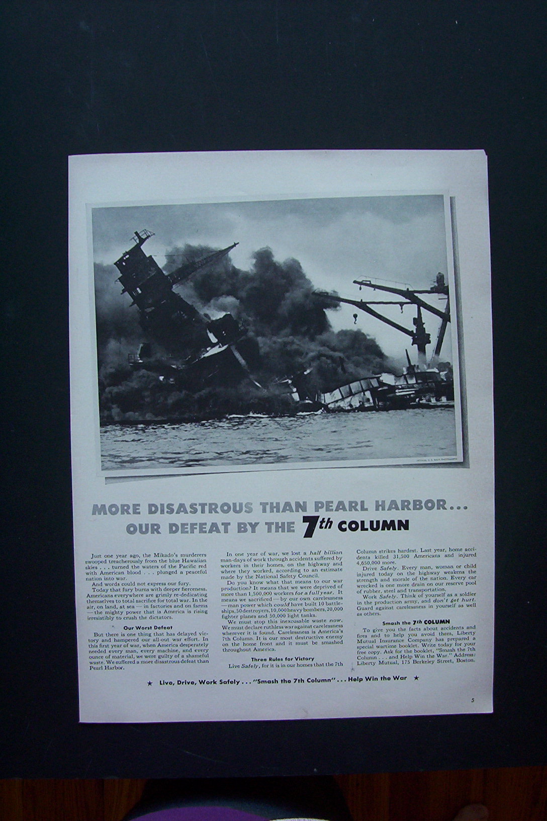 1942 7th Column w/ 1 Year Of Pearl Harbor's Anniversary