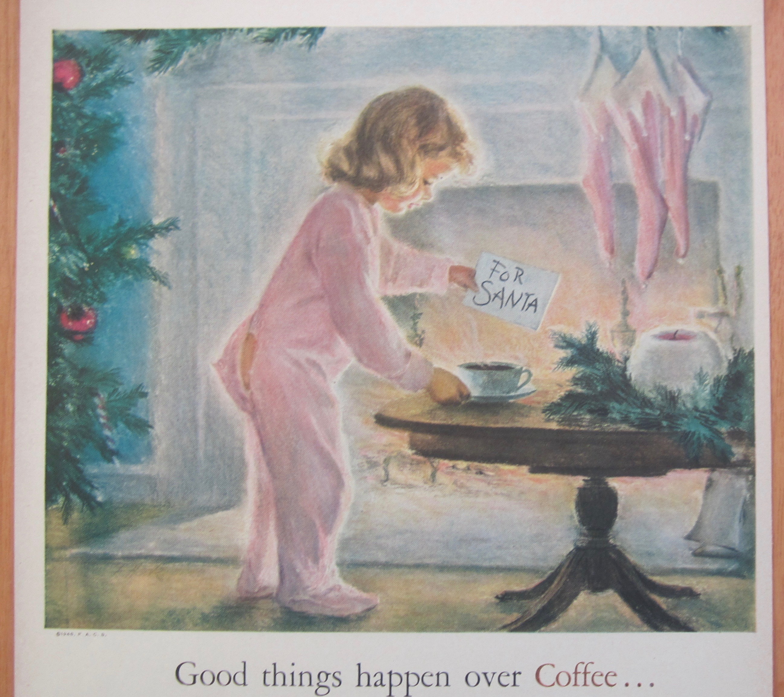 1948 Coffee w/Little Girl Putting Out Coffee For Santa