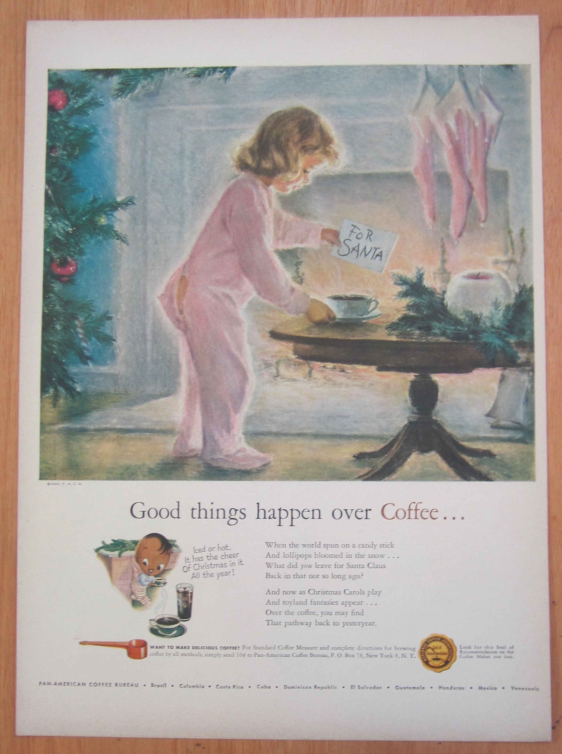 1948 Coffee w/Little Girl Putting Out Coffee For Santa