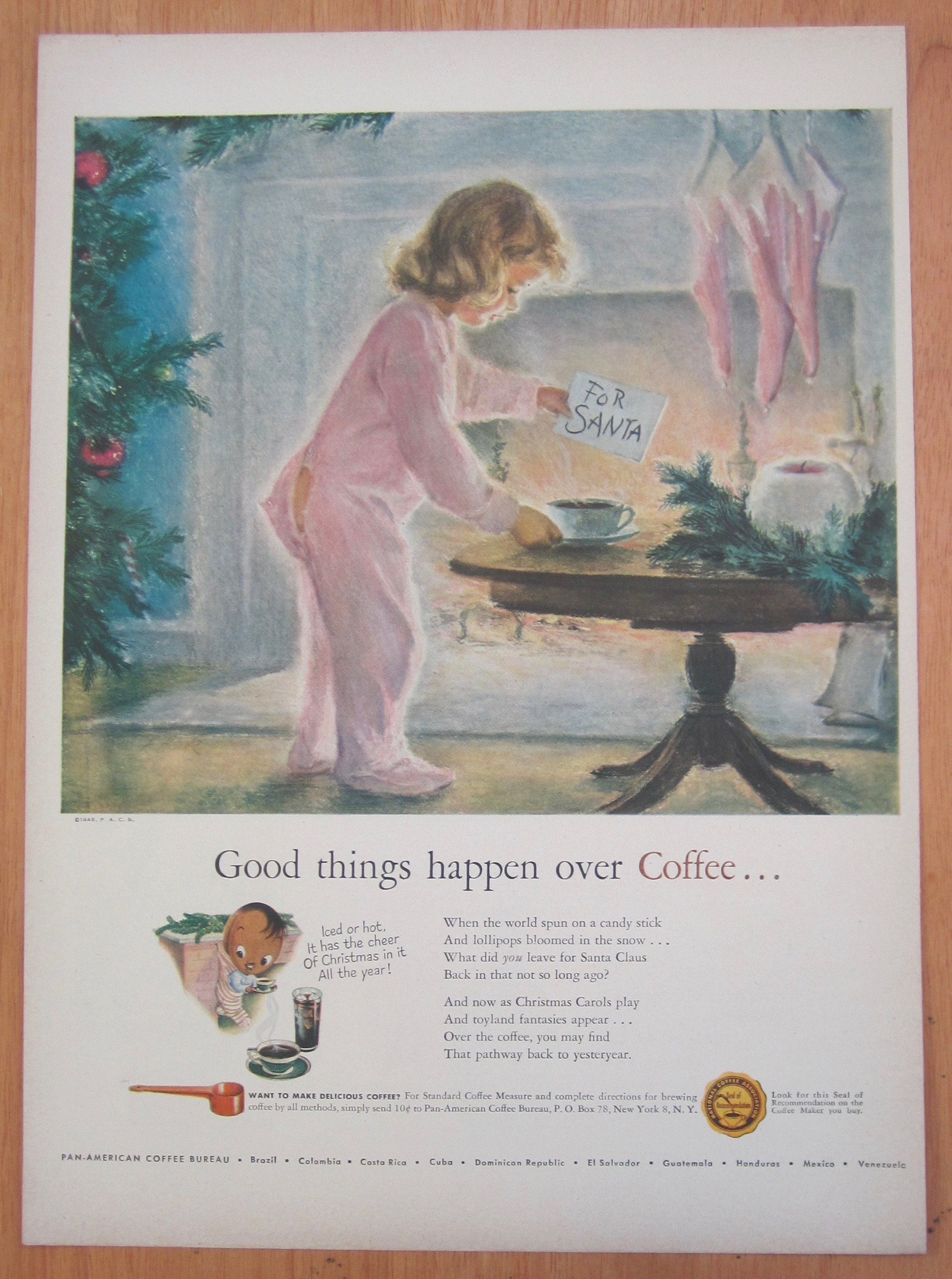 1948 Coffee w/Little Girl Putting Out Coffee For Santa
