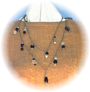Crystal 44 Inch Sterling Silver Chain Vintage Beads