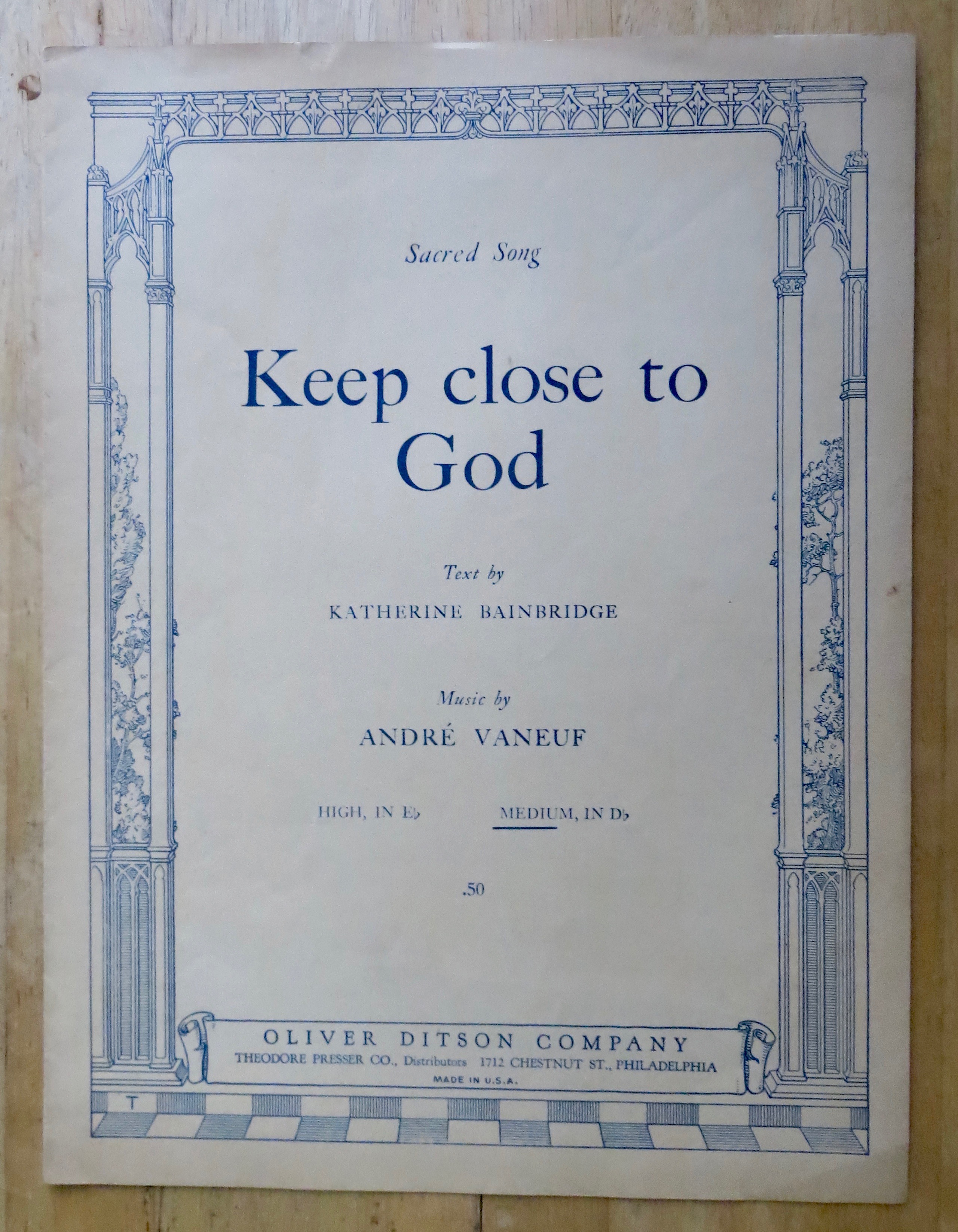 1927 Keep Close To God Sheet Music