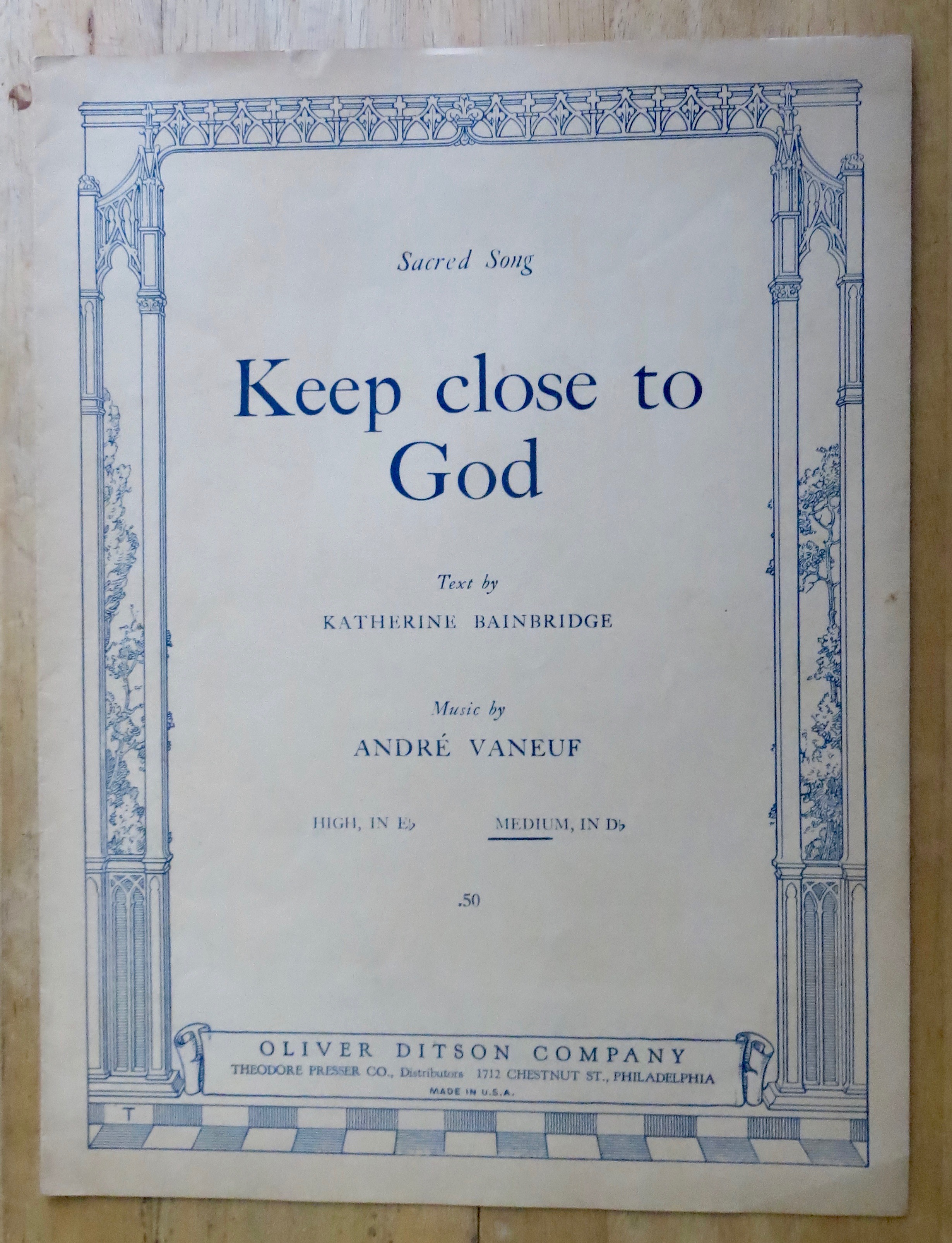 1927 Keep Close To God Sheet Music