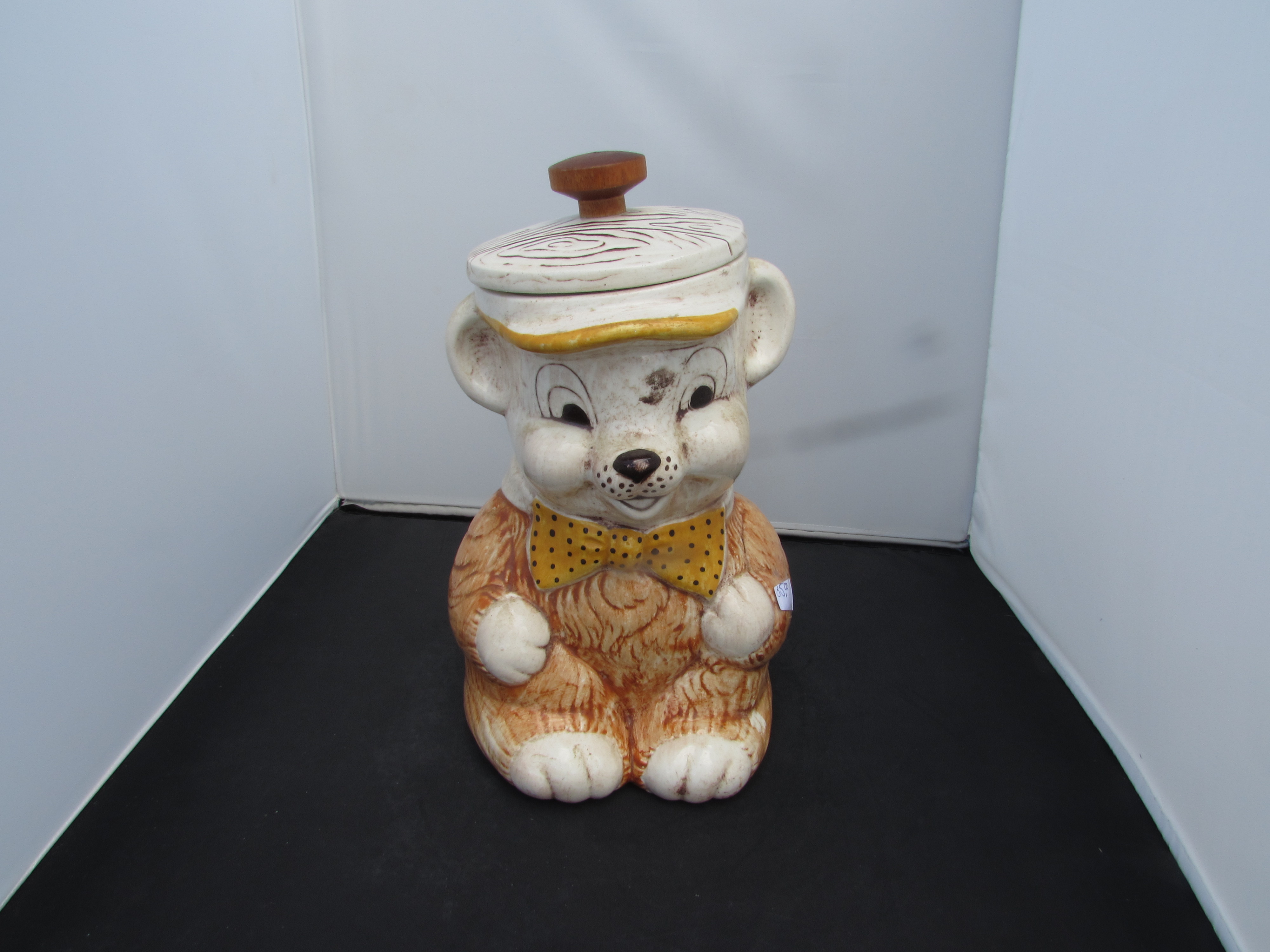 Treasure Craft Bear with Polka Dot Bow Tie Cookie Jar