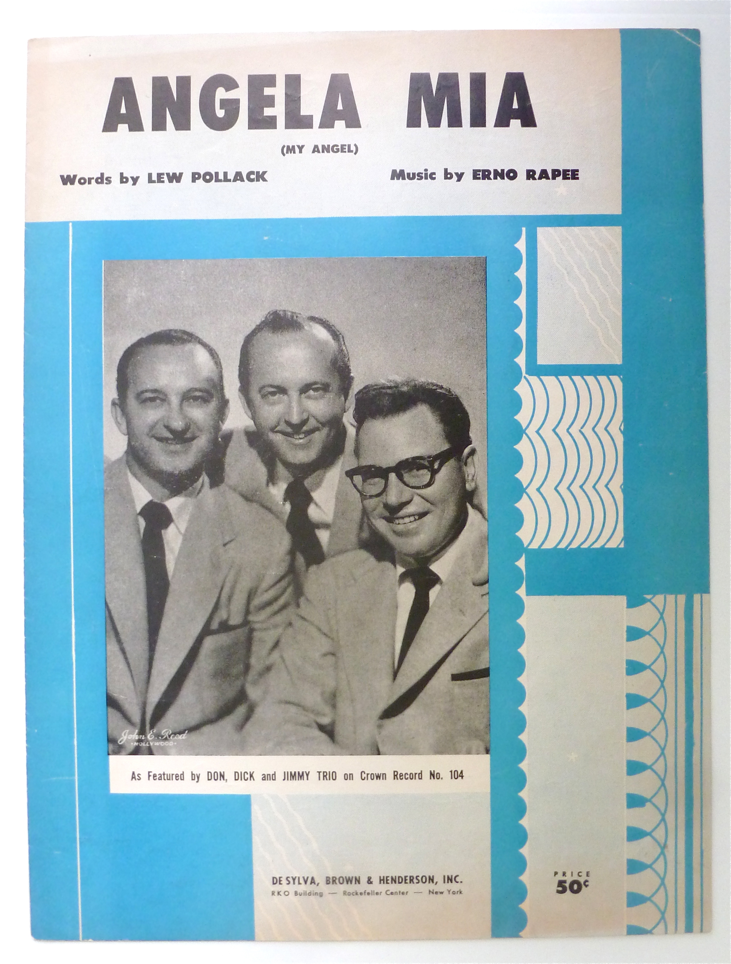 Sheet Music For 1928 Angela Mia