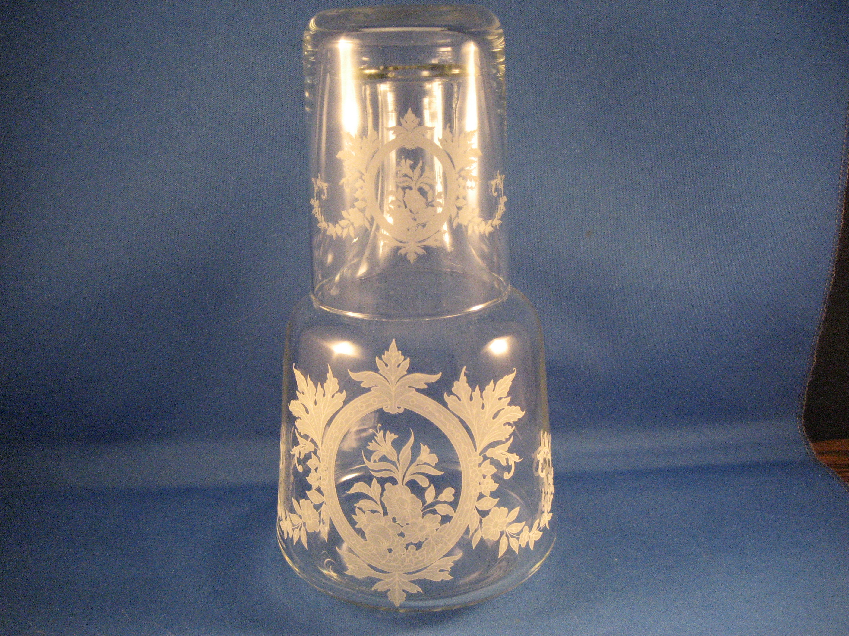 Etched Water Carafe and Etched Glass