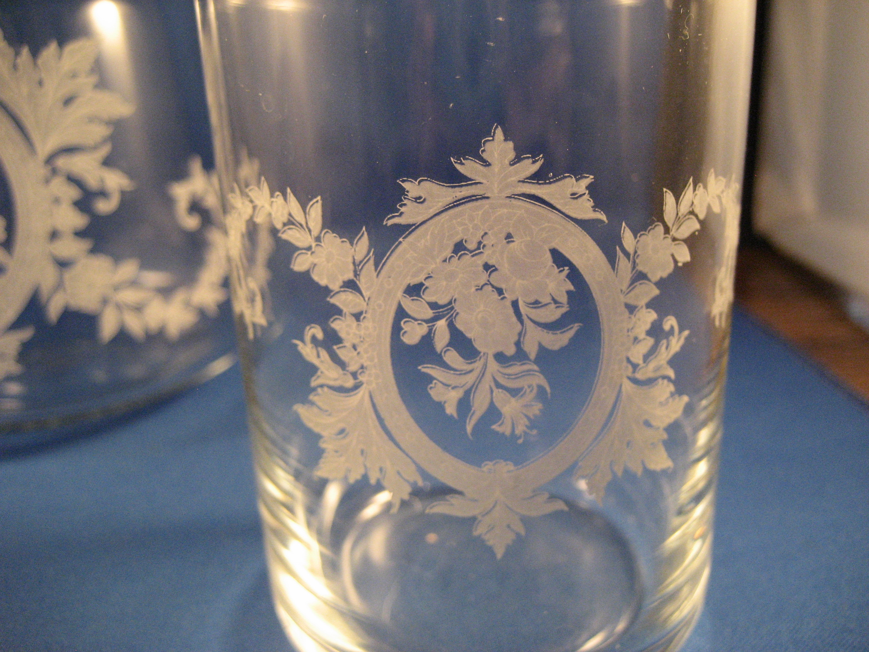 Etched Water Carafe and Etched Glass