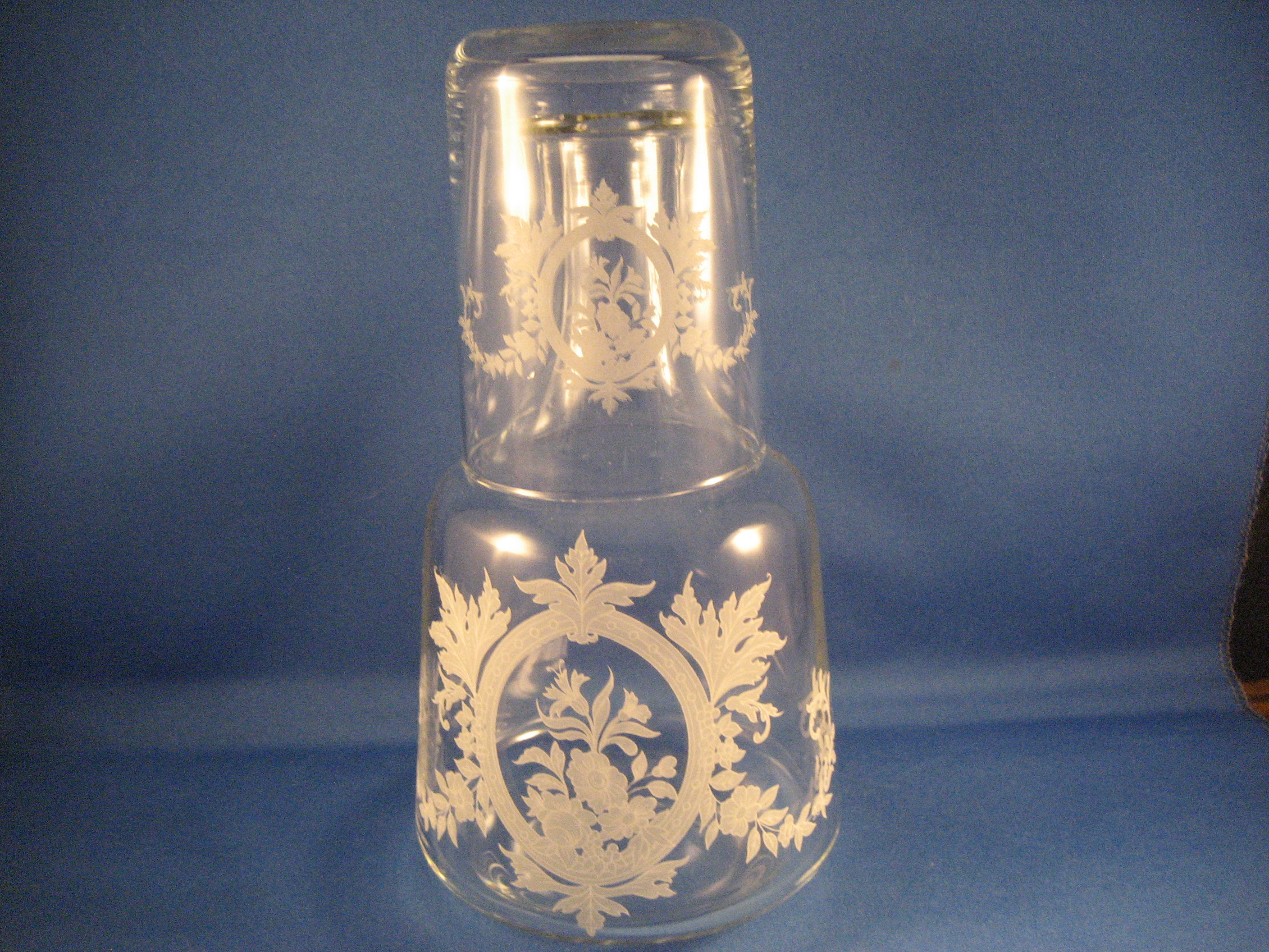 Etched Water Carafe and Etched Glass