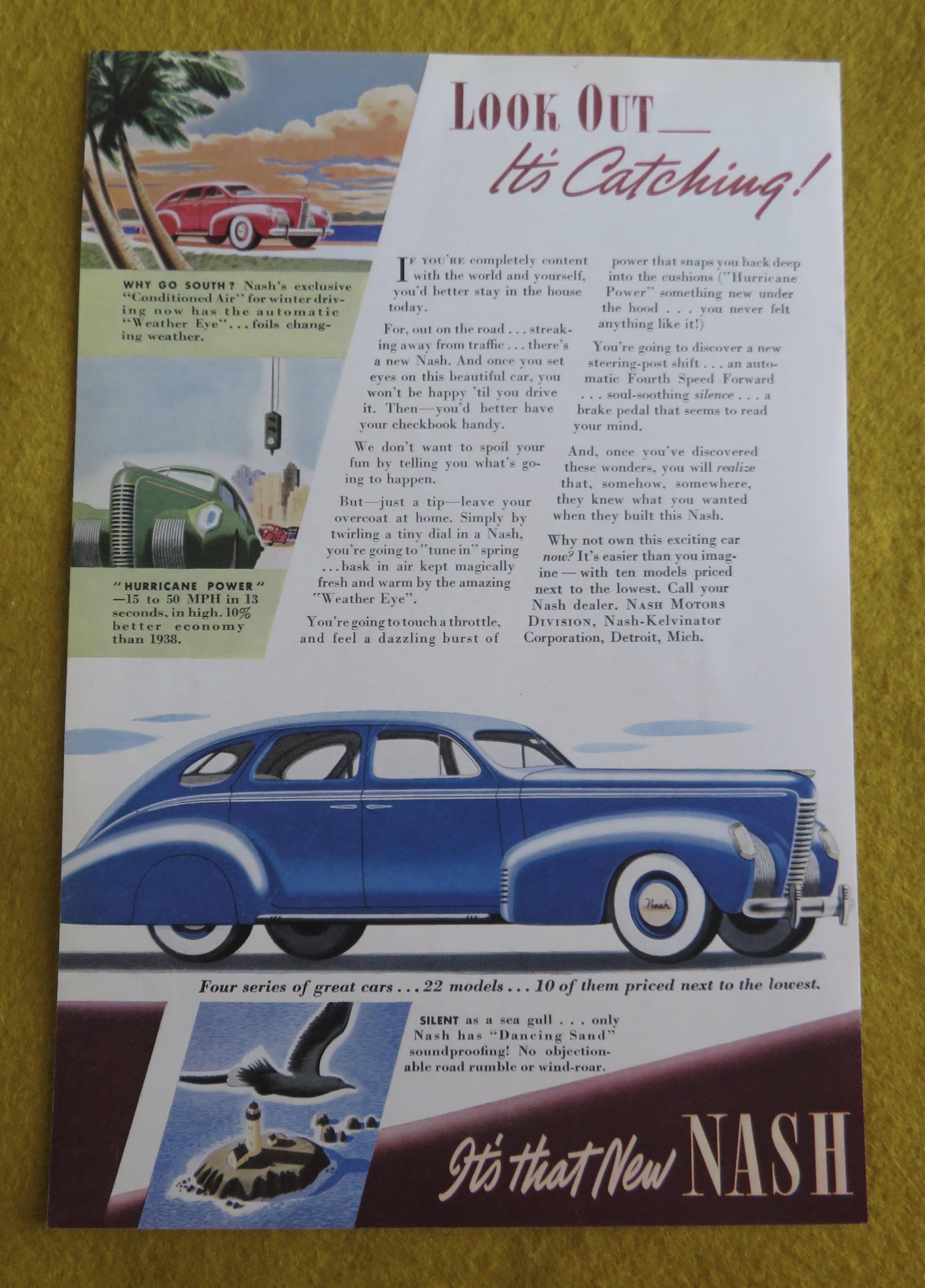 1938 Nash Automobile with Great Blue Nash Car