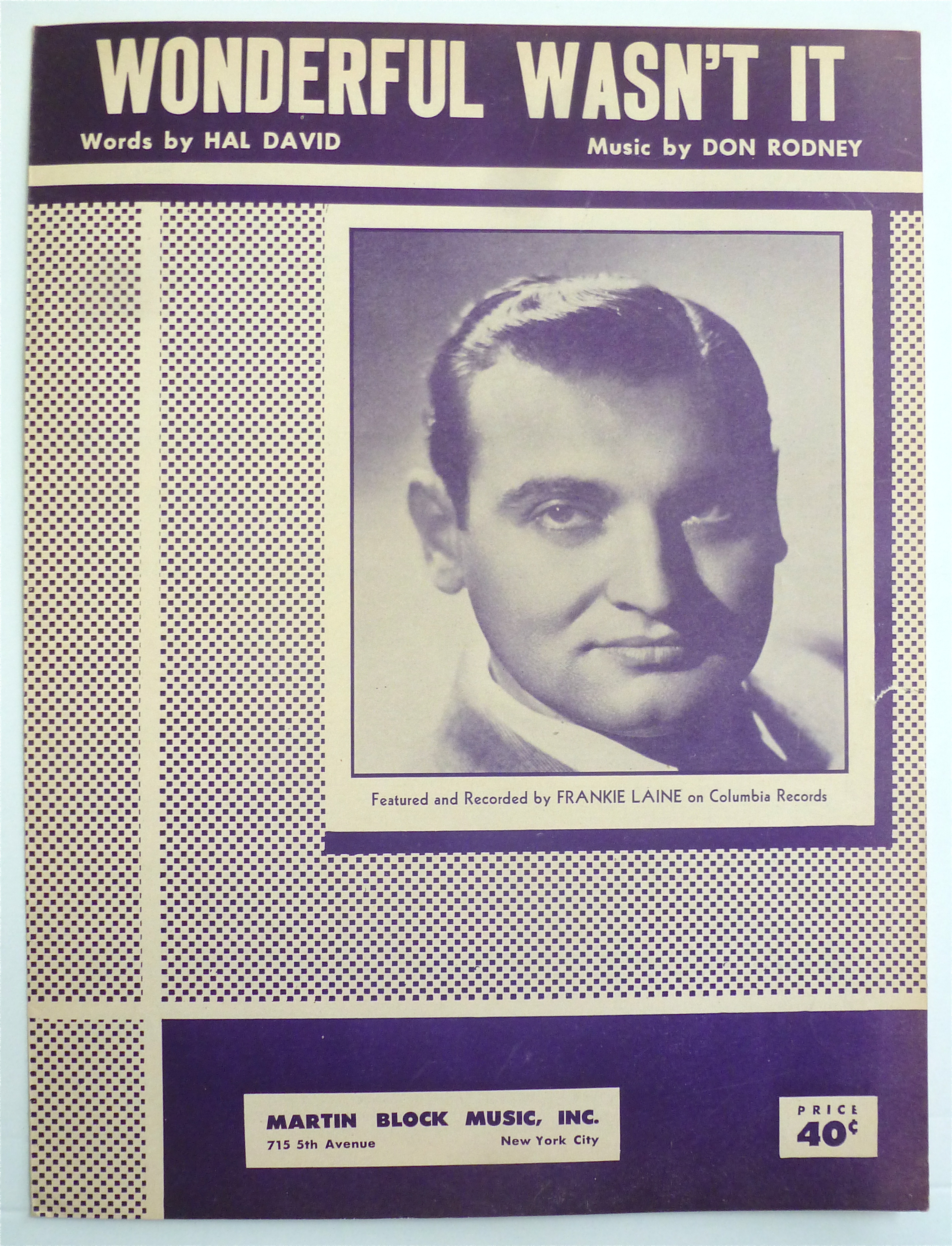 Sheet Music For 1951 Wonderful Wasn't It
