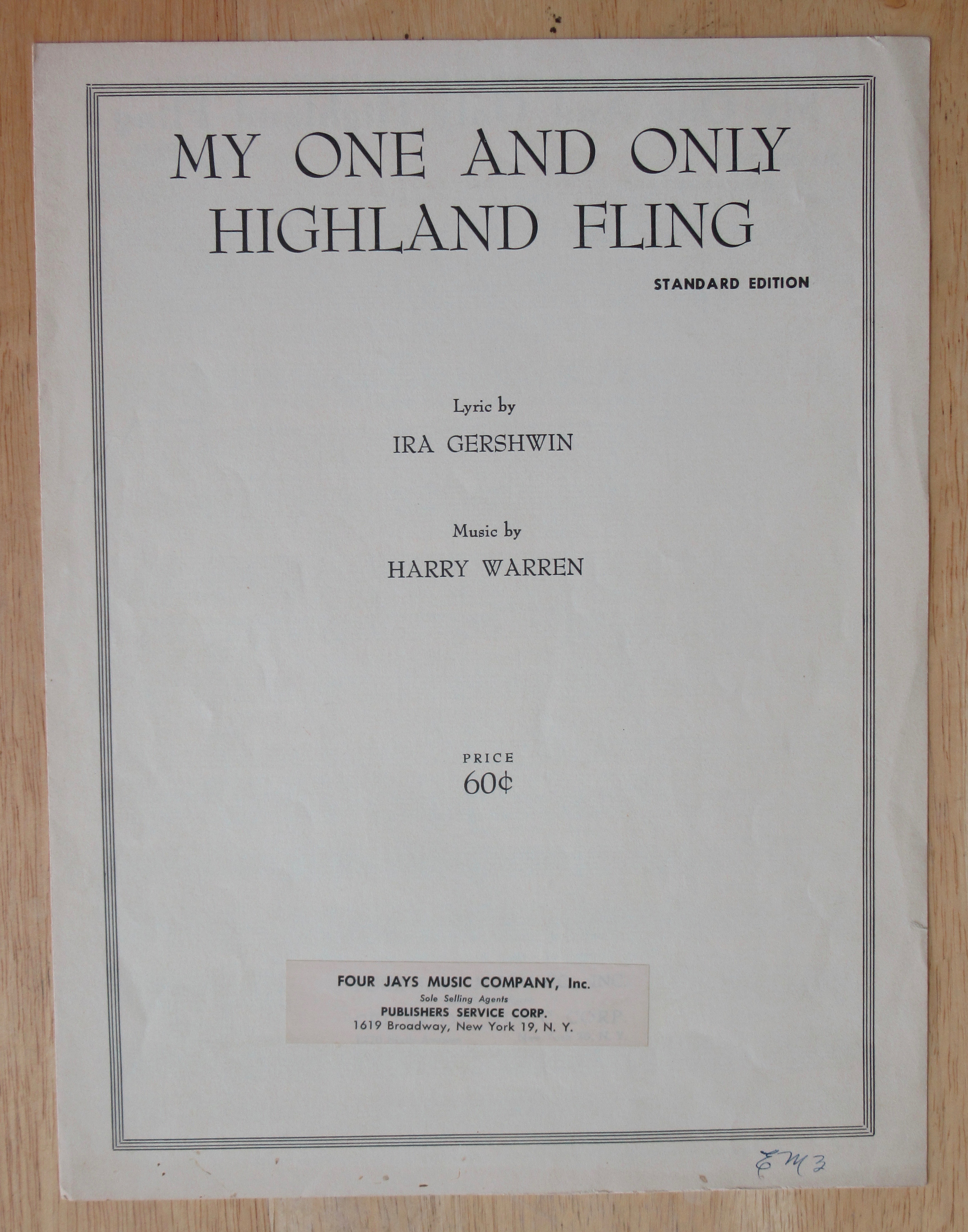 1949 My One & Only Highland Fling Sheet Music