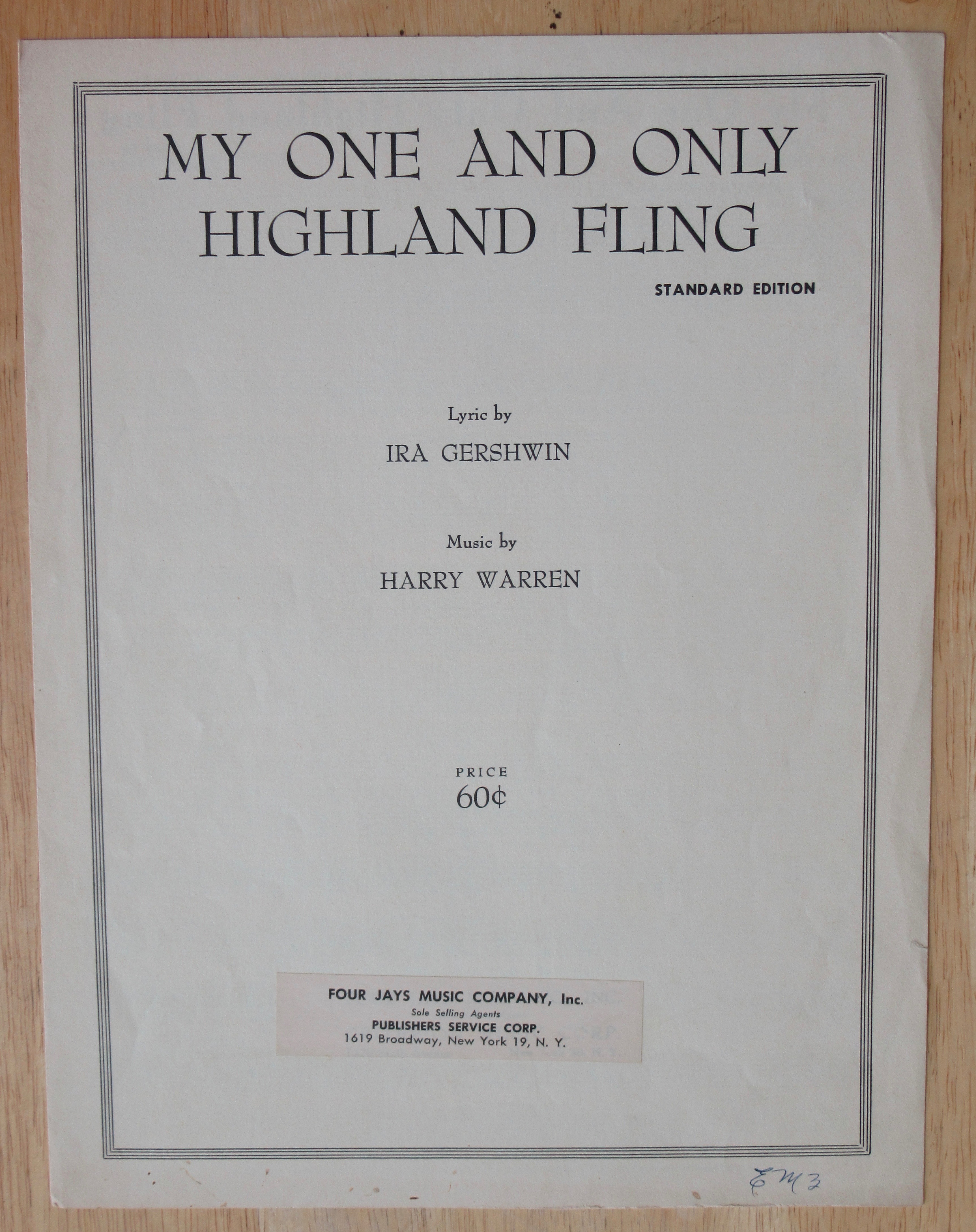 1949 My One & Only Highland Fling Sheet Music