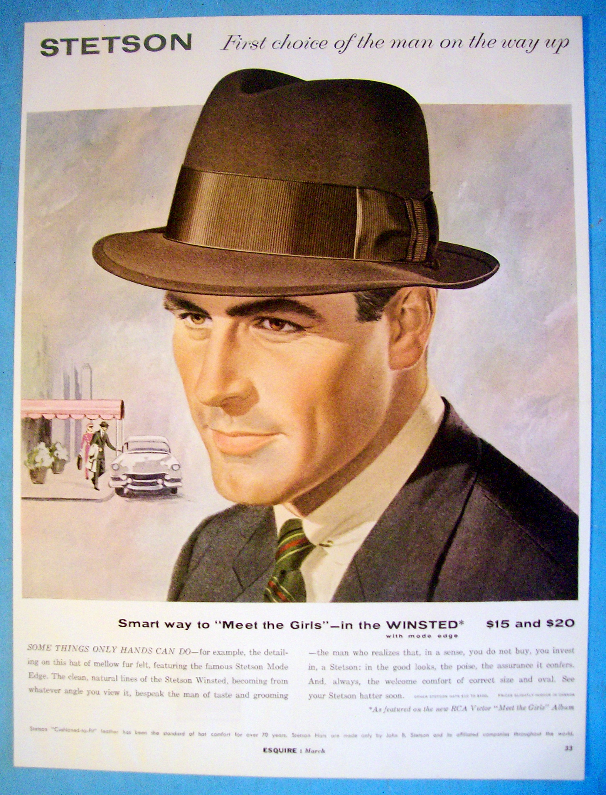 1956 Stetson Hats with Man Wearing The Winsted