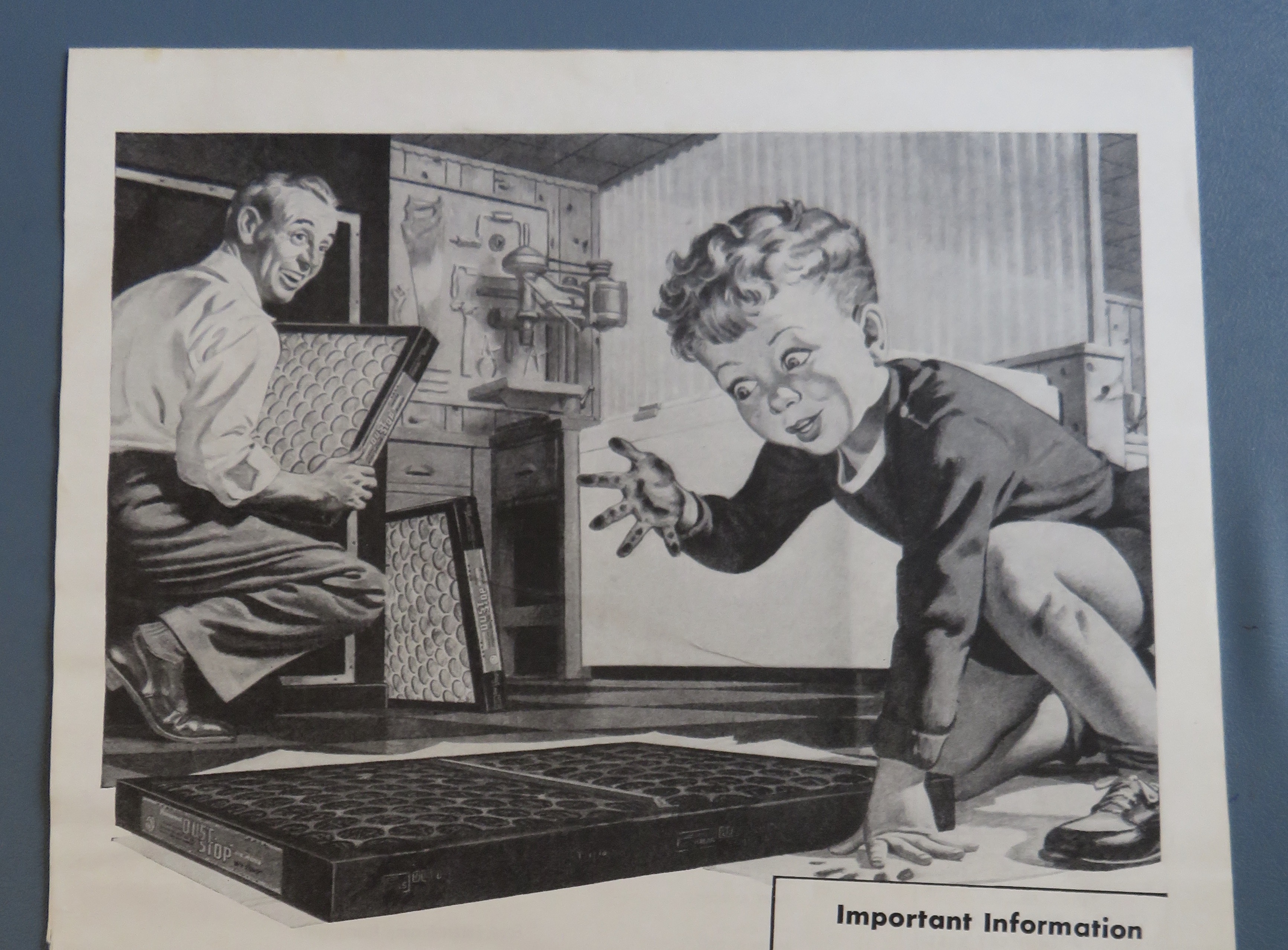 1951 Owens Corning Fiberglas Air Filters w/ Little Boy