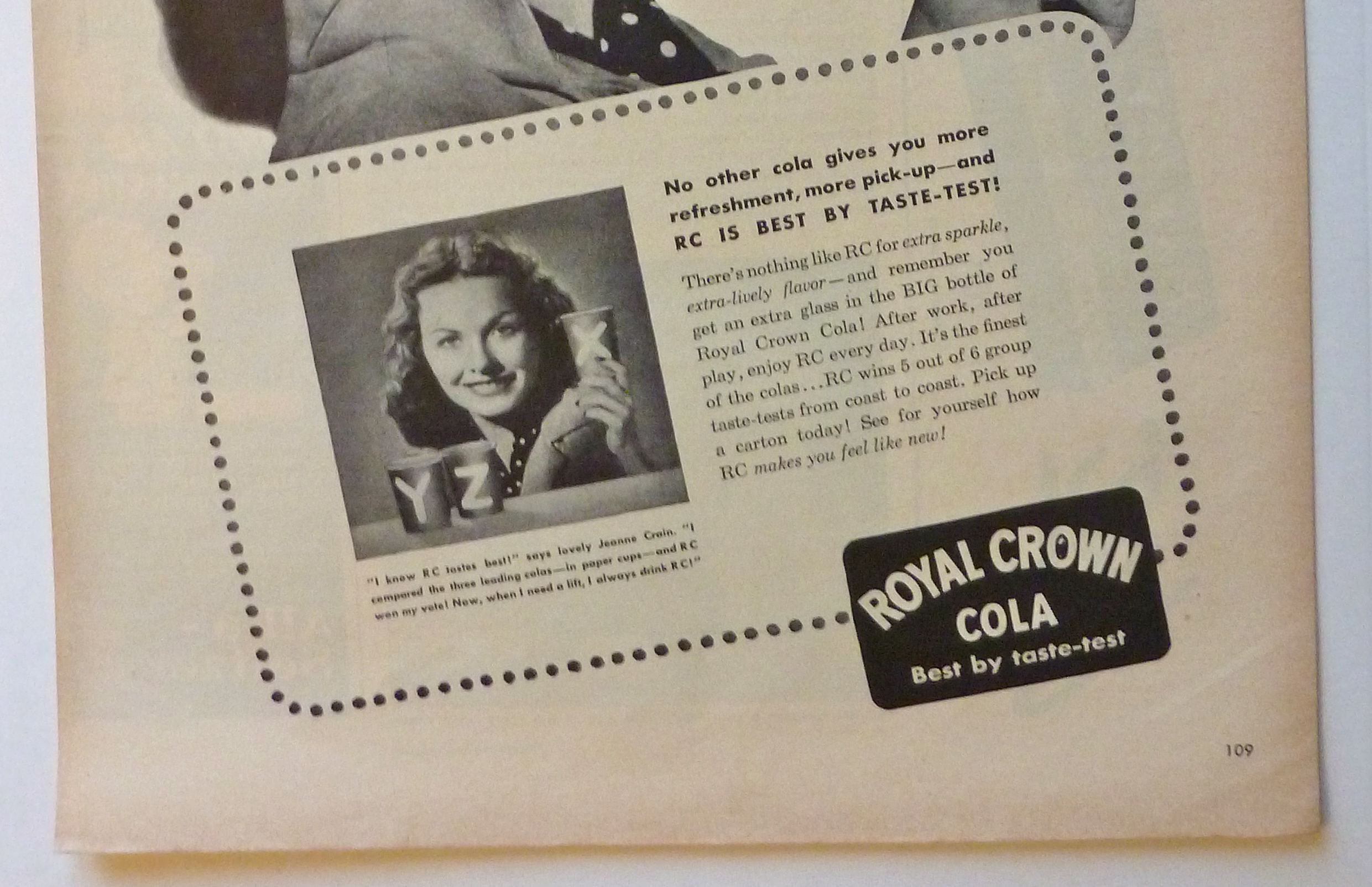 1950 Royal Crown Cola (RC Cola) with Jeanne Crain