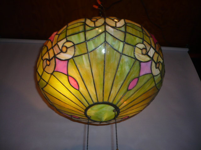 Arts And Crafts Stained Glass Bowl Light #274