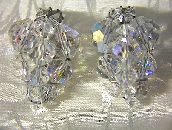 Sparkling Borealis crystal clip earrings