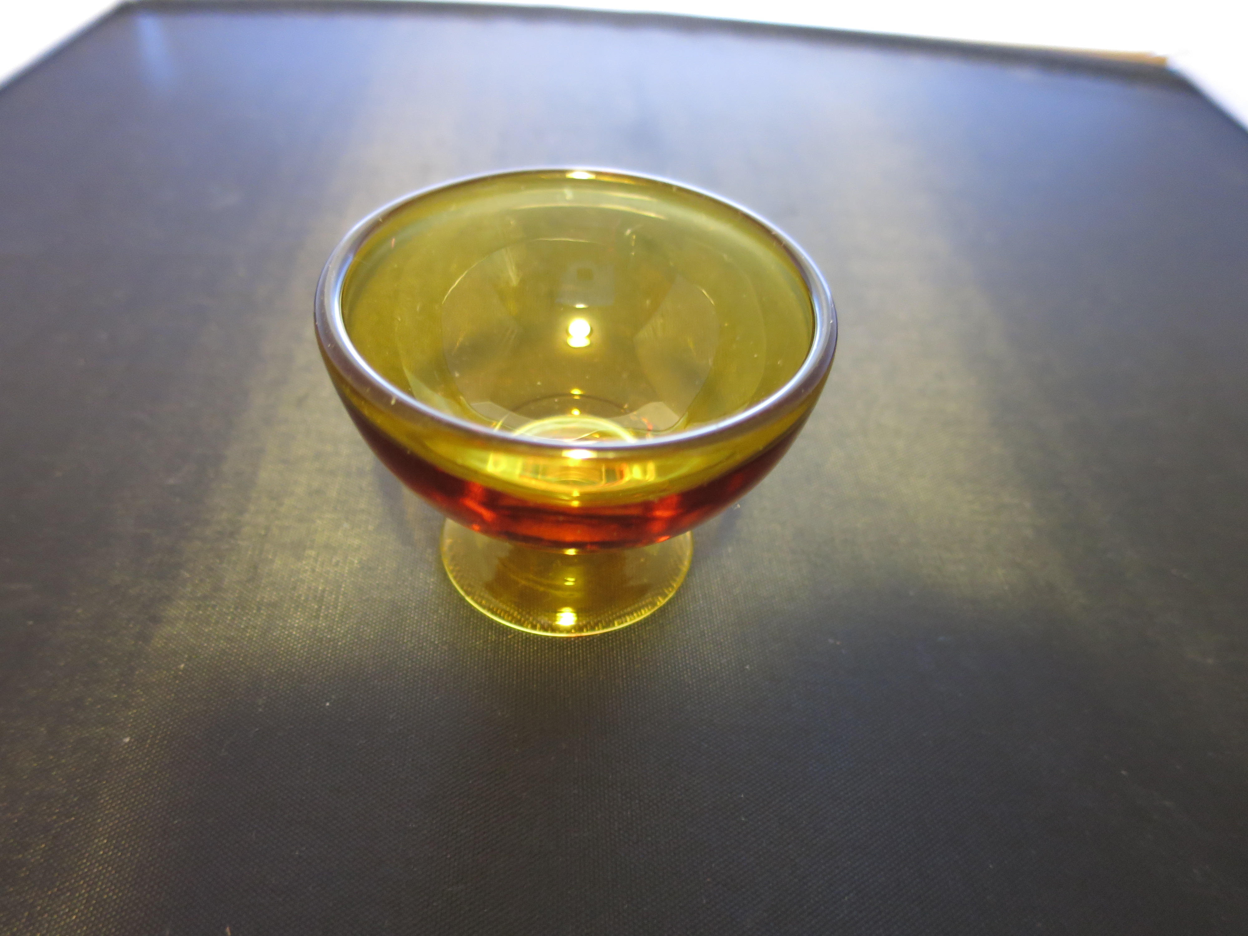 Federal Glass Madrid Amber Pedestal Salt Cellar Dip