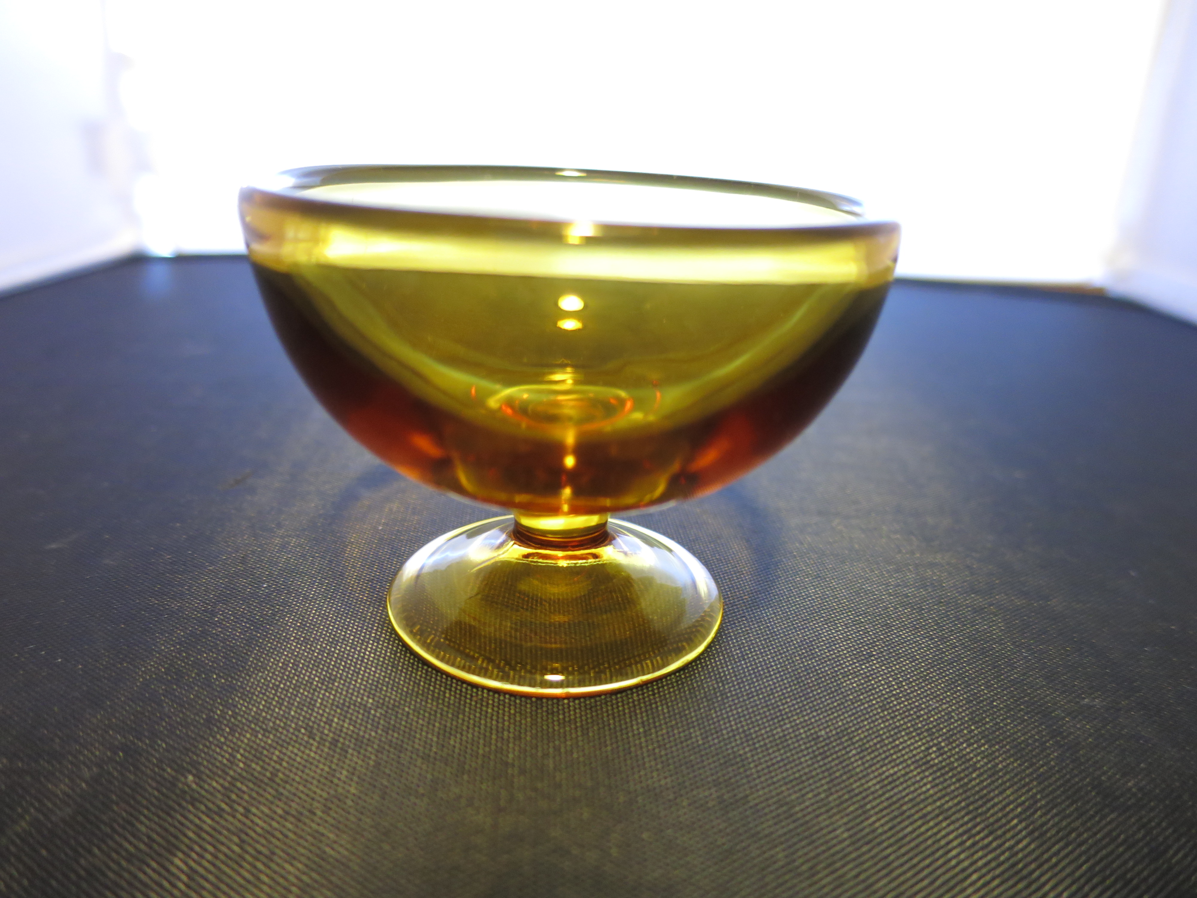 Federal Glass Madrid Amber Pedestal Salt Cellar Dip