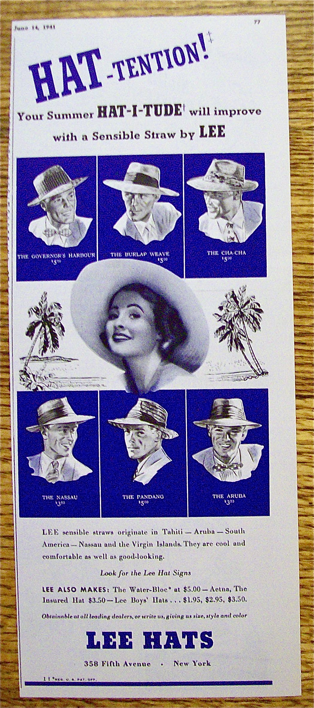 1941 Lee Hats with Sensible Straw Hats
