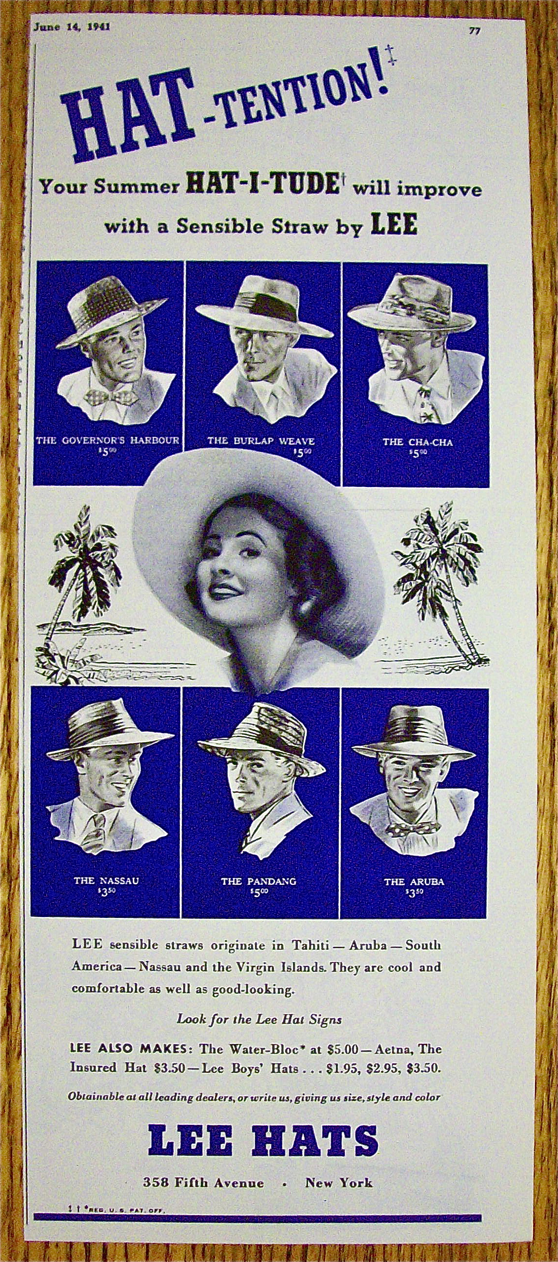1941 Lee Hats with Sensible Straw Hats