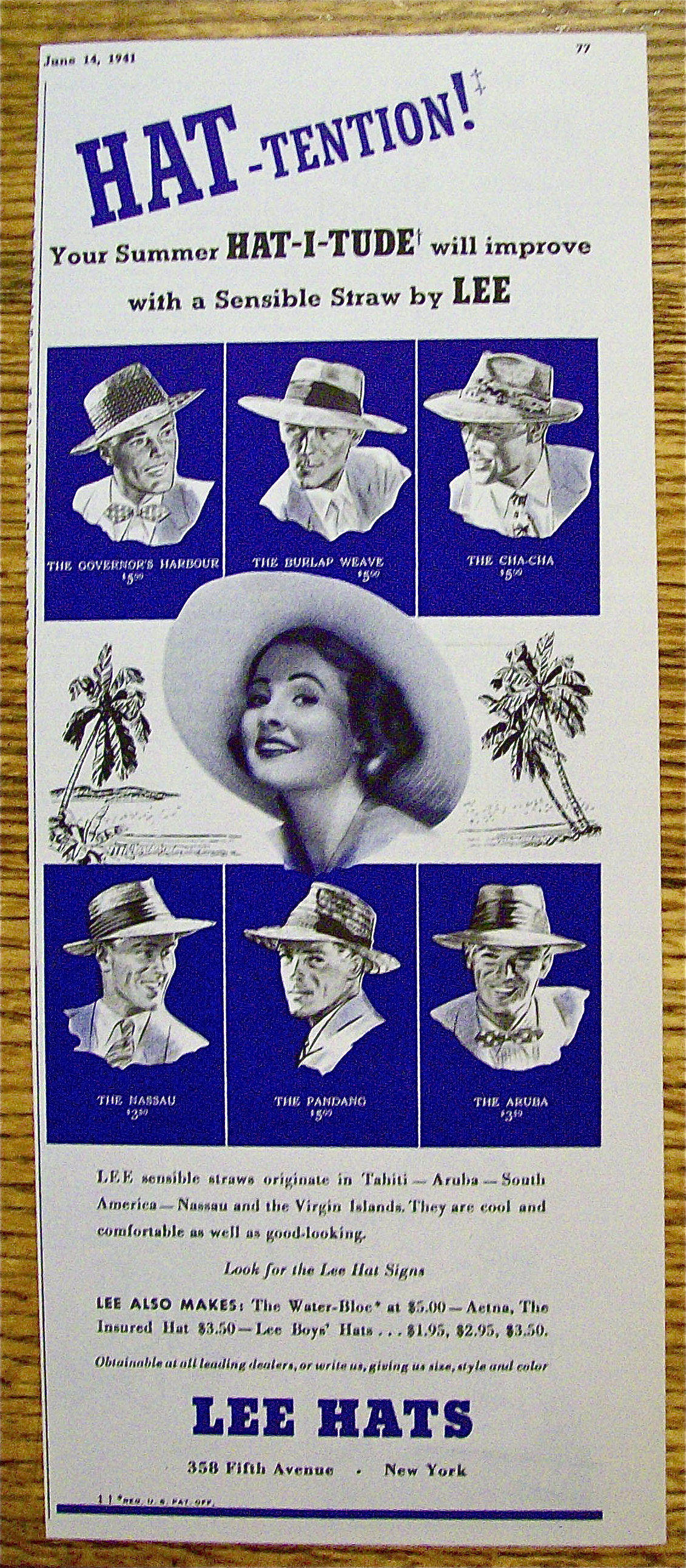 1941 Lee Hats with Sensible Straw Hats