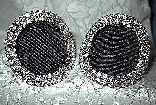 Crystal  and Grossgrain Vintage Pair Shoe clips