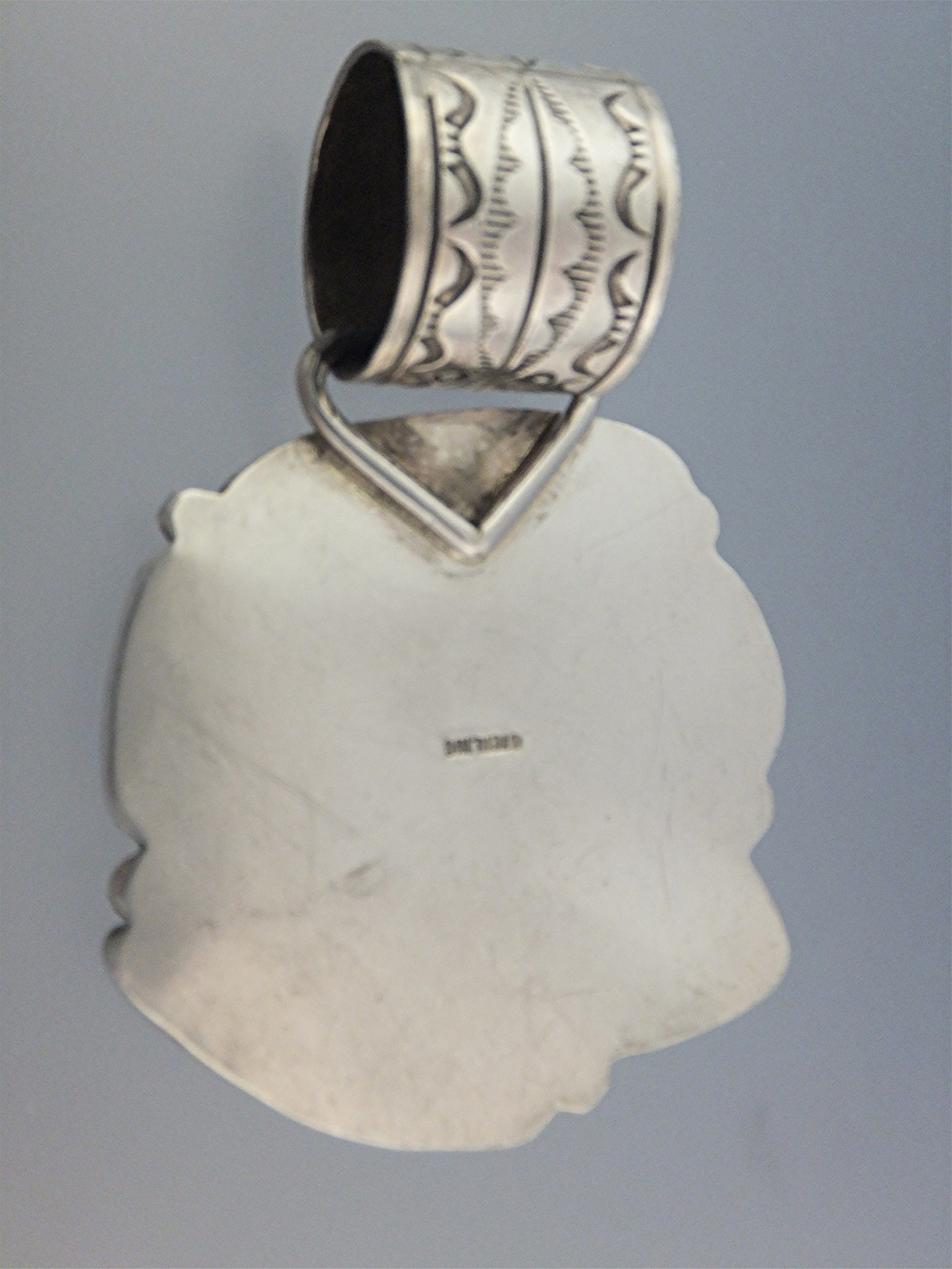 Navajo Sterling Silver New Lander Turquoise Pendant