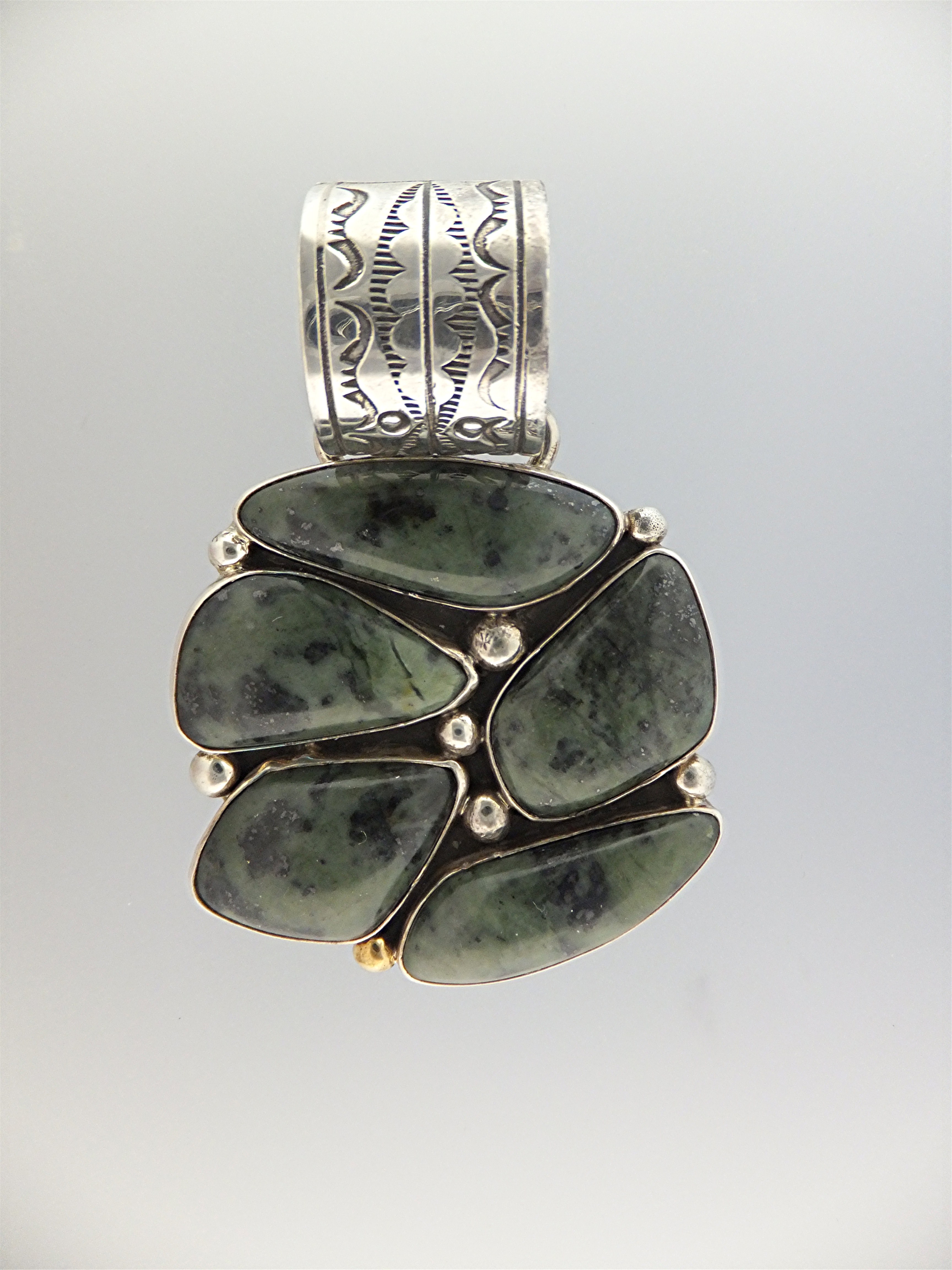 Navajo Sterling Silver New Lander Turquoise Pendant