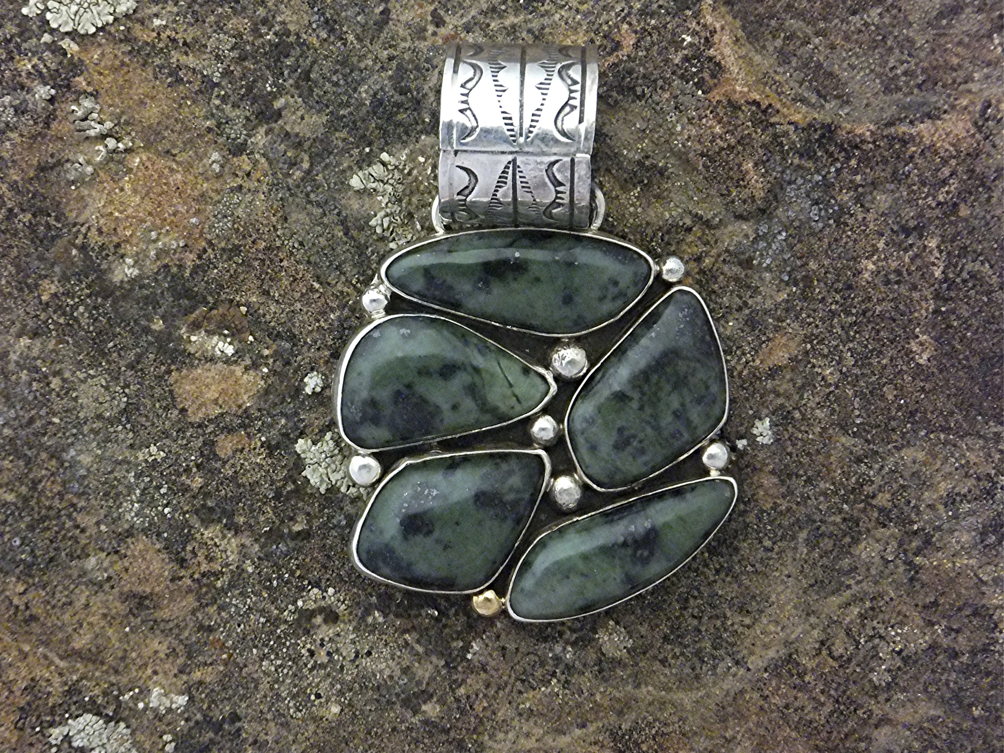 Navajo Sterling Silver New Lander Turquoise Pendant