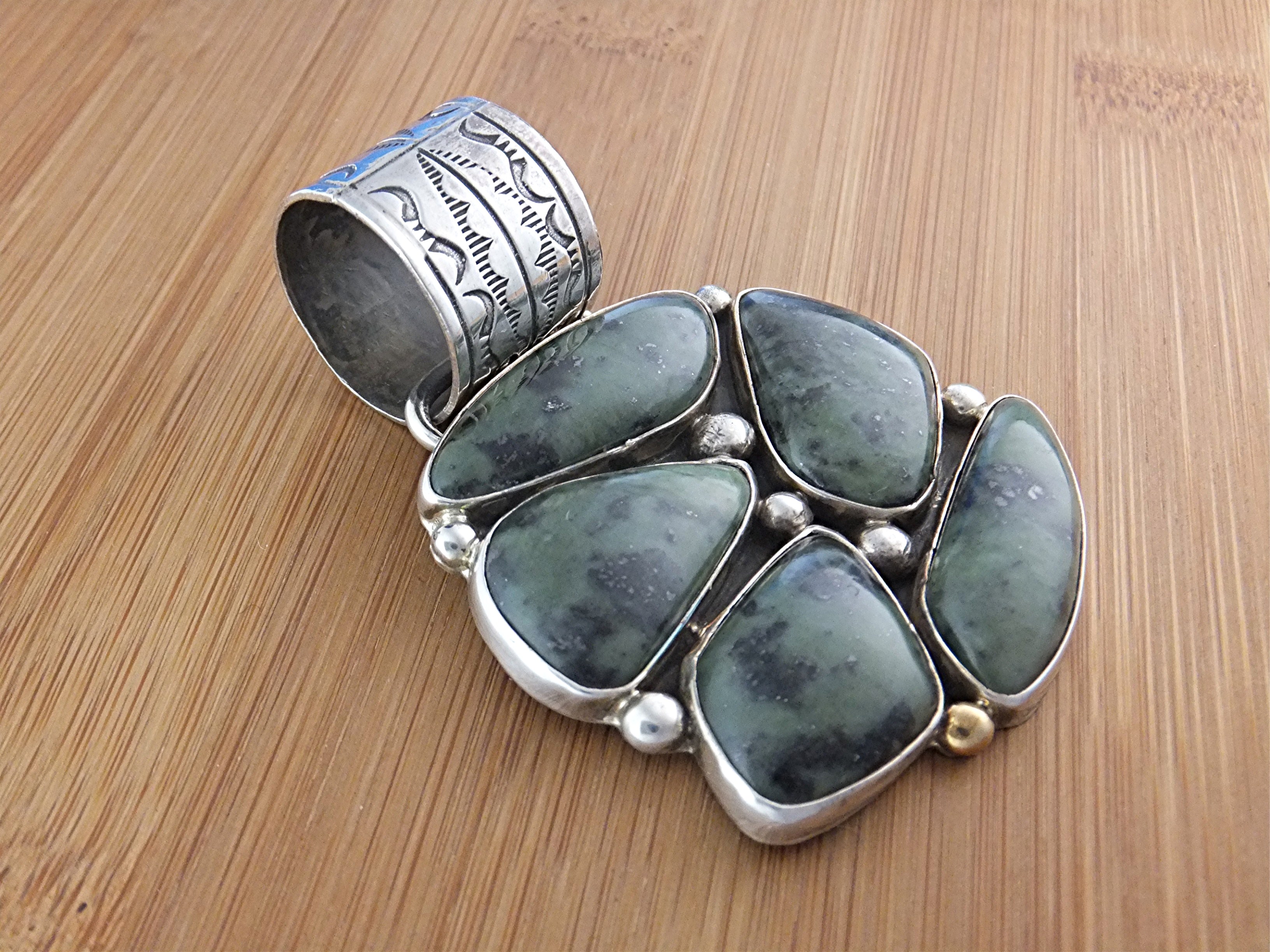 Navajo Sterling Silver New Lander Turquoise Pendant