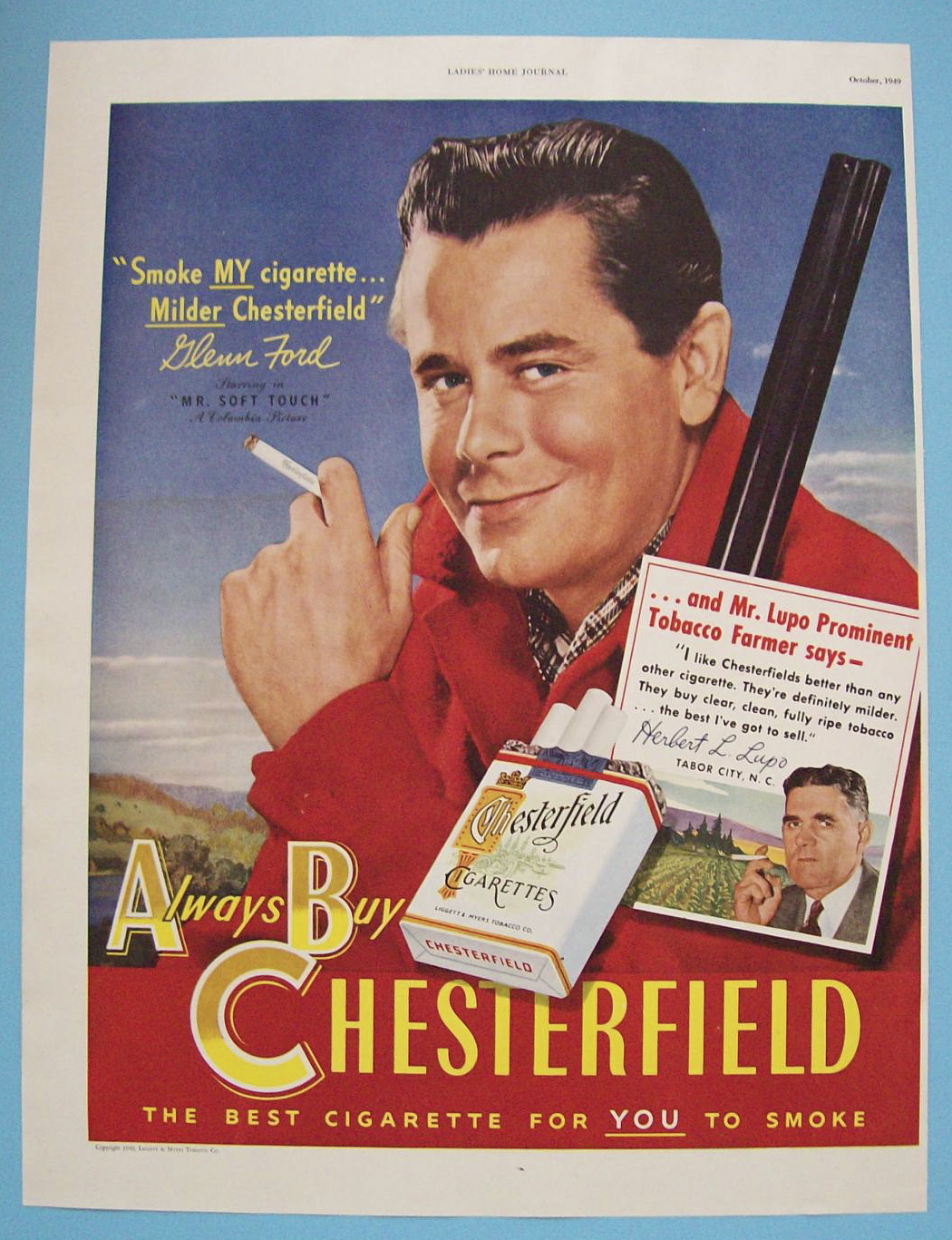 1949 Chesterfield Cigarettes with Glenn Ford
