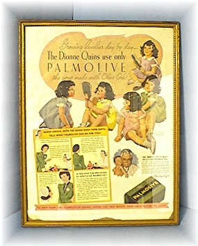1937 Framed Magazine Soap Ad DION Quins
