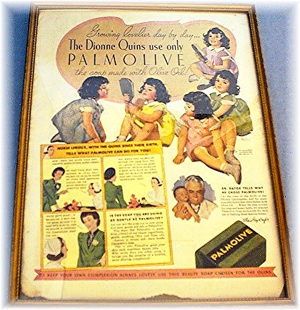 1937 Framed Magazine Soap Ad DION Quins