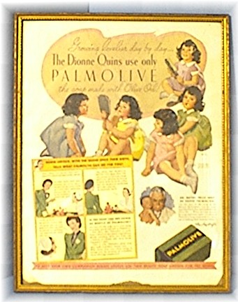 1937 Framed Magazine Soap Ad DION Quins