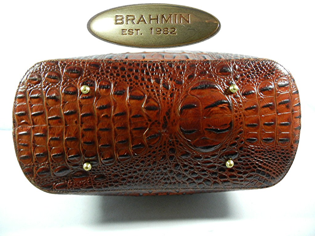 BRAHMIN Golden Brown  Croc Leather Tote w/ dust bag