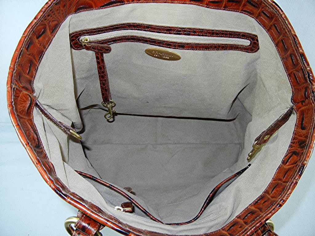 BRAHMIN Golden Brown  Croc Leather Tote w/ dust bag