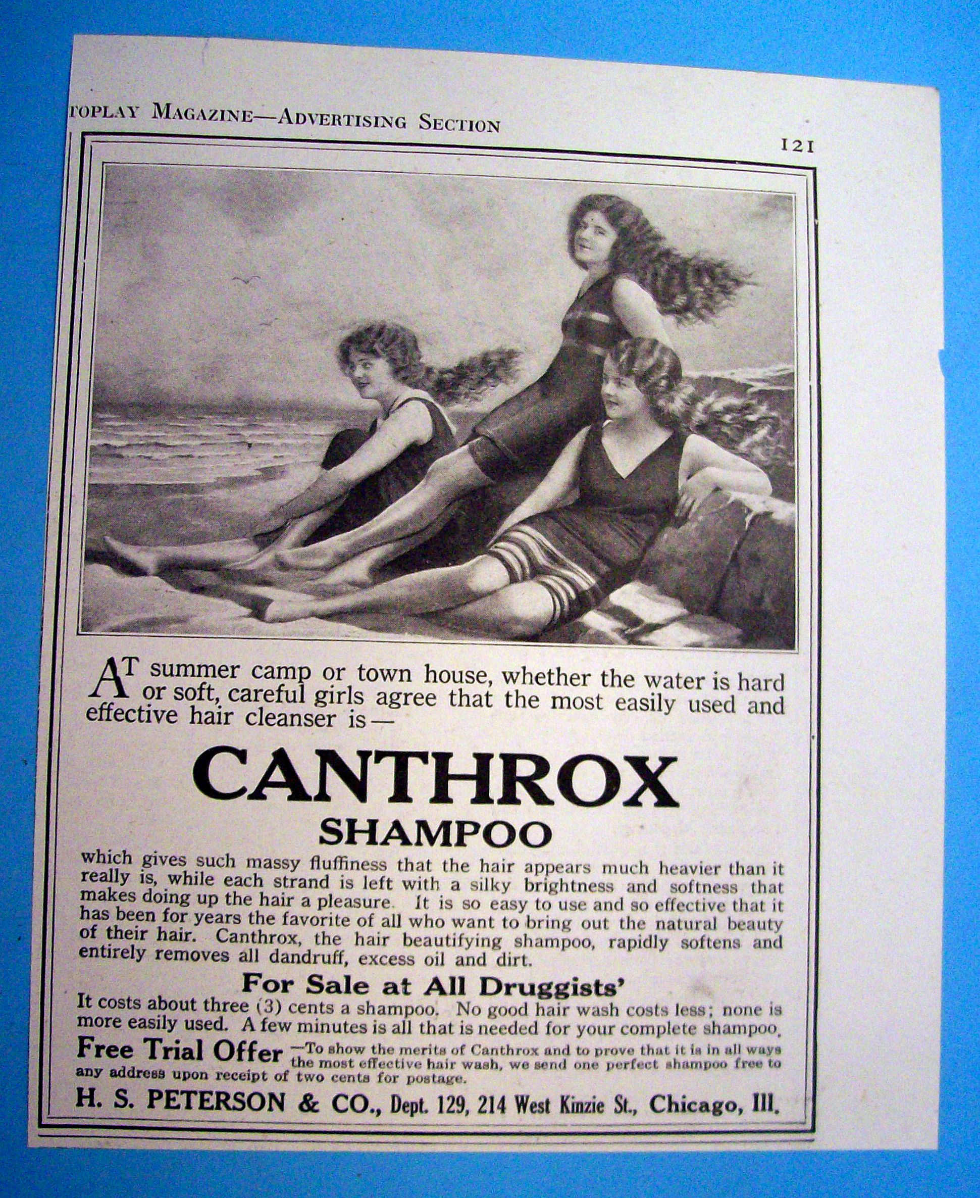 Vintage Ad: 1920 Canthrox Shampoo