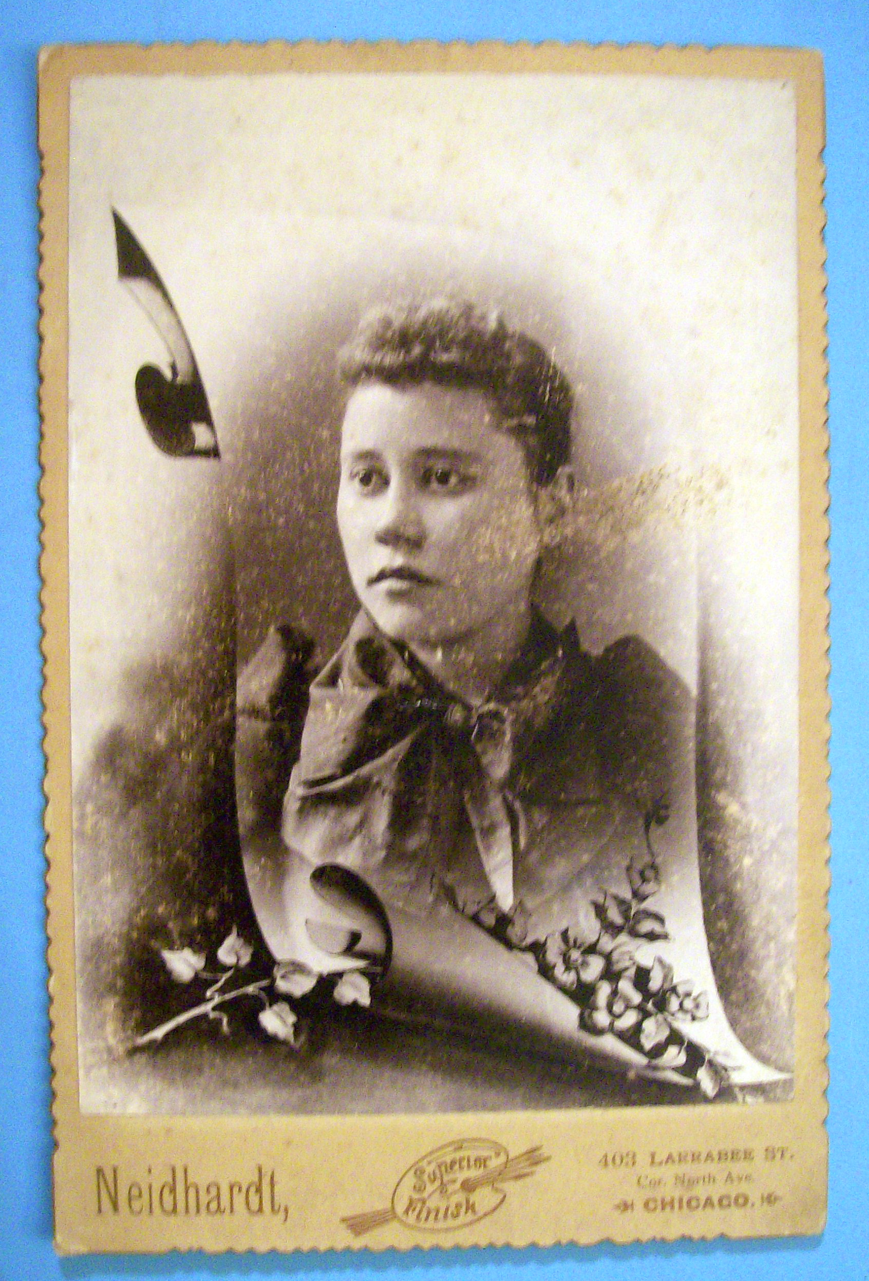 Blue Mourning - Die Cut Cabinet Photo of a Sad Woman