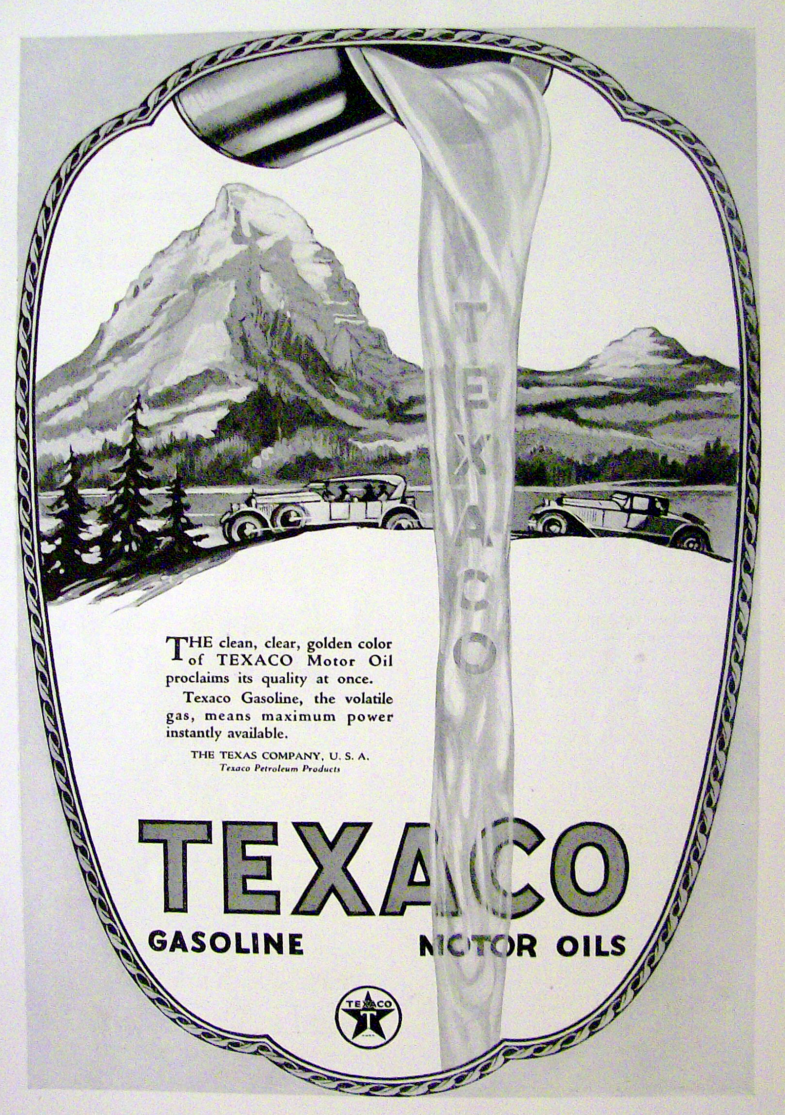 1923 Texaco with Cars Driving