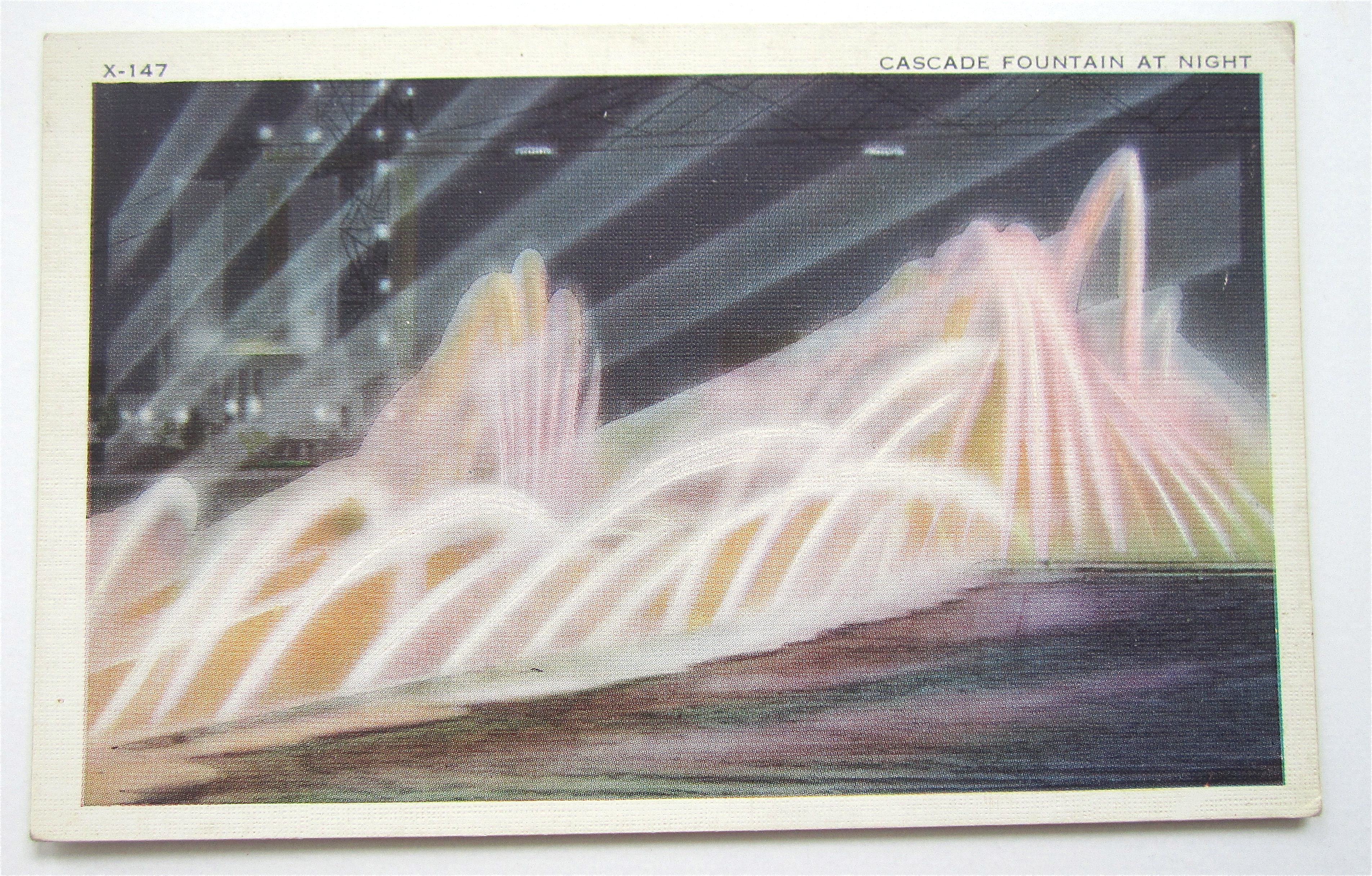 Cascade Fountain At Night, Chicago's 1934 Expo Postcard
