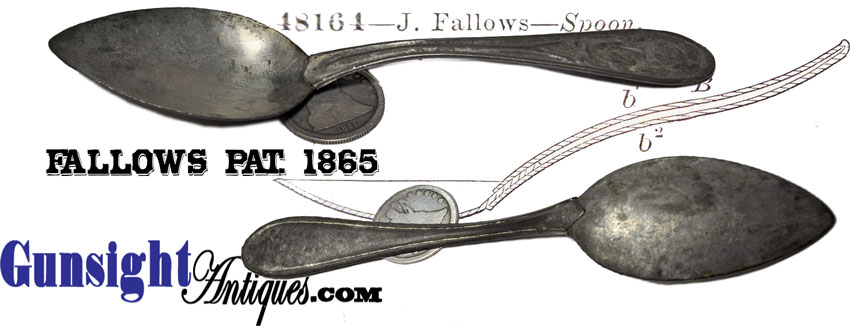 Scarce J. FALLOWS PAT. 1865 – table spoon size MESS SPOON
